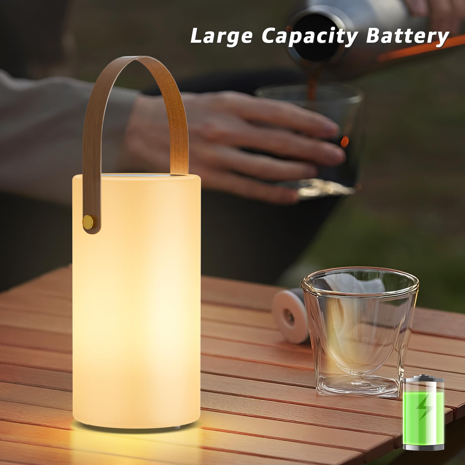 Nicebuy Solar Table Lamp Outdoor Water-Resistant Led Portable Solar Lantern Warm Rgb Rechargeable Cordless Lights For Patio Deck