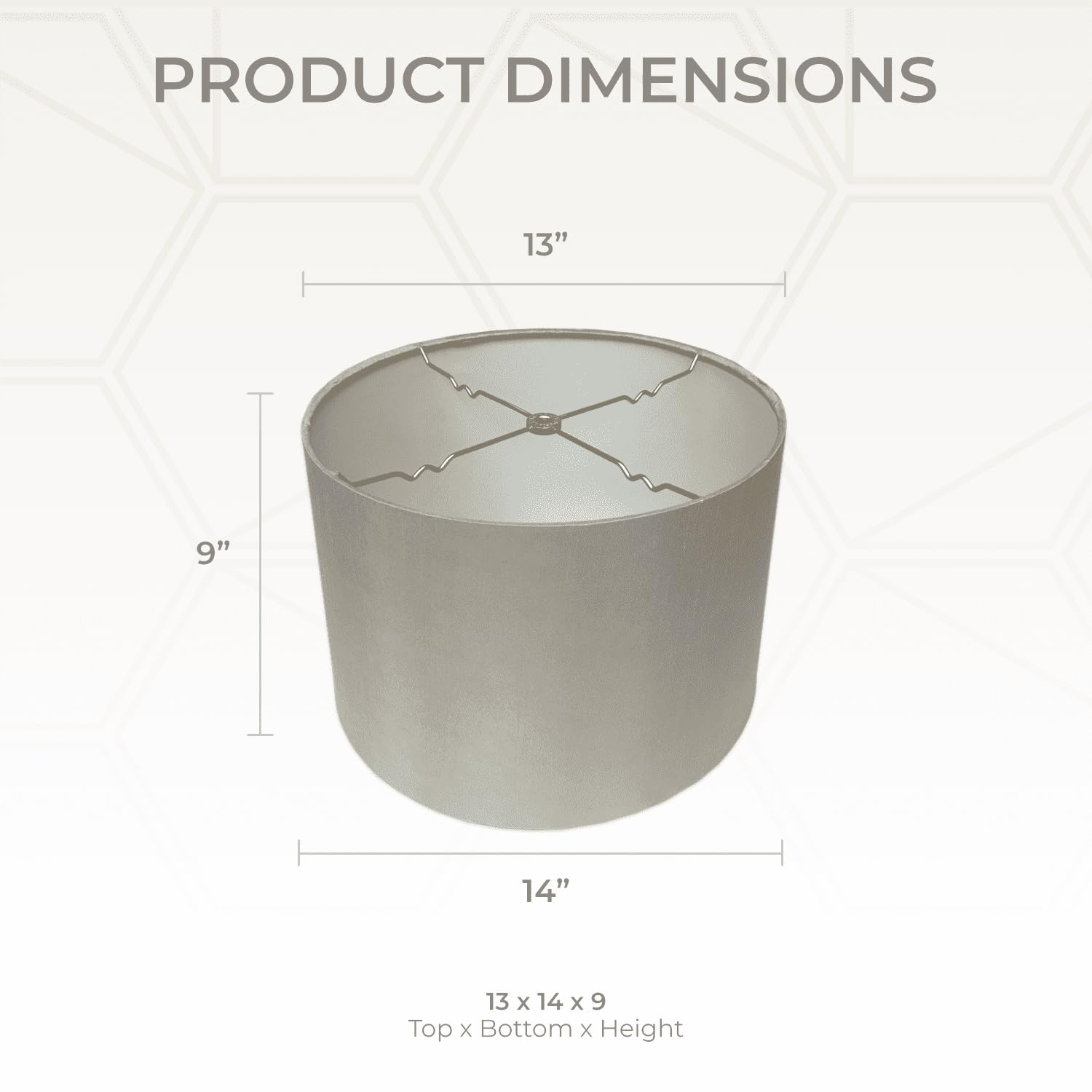 Royal Designs, Inc. Shallow Drum Hardback Lamp Shade, HB-610-14GR-2, 13x14x9, Gray, 2 Pack
