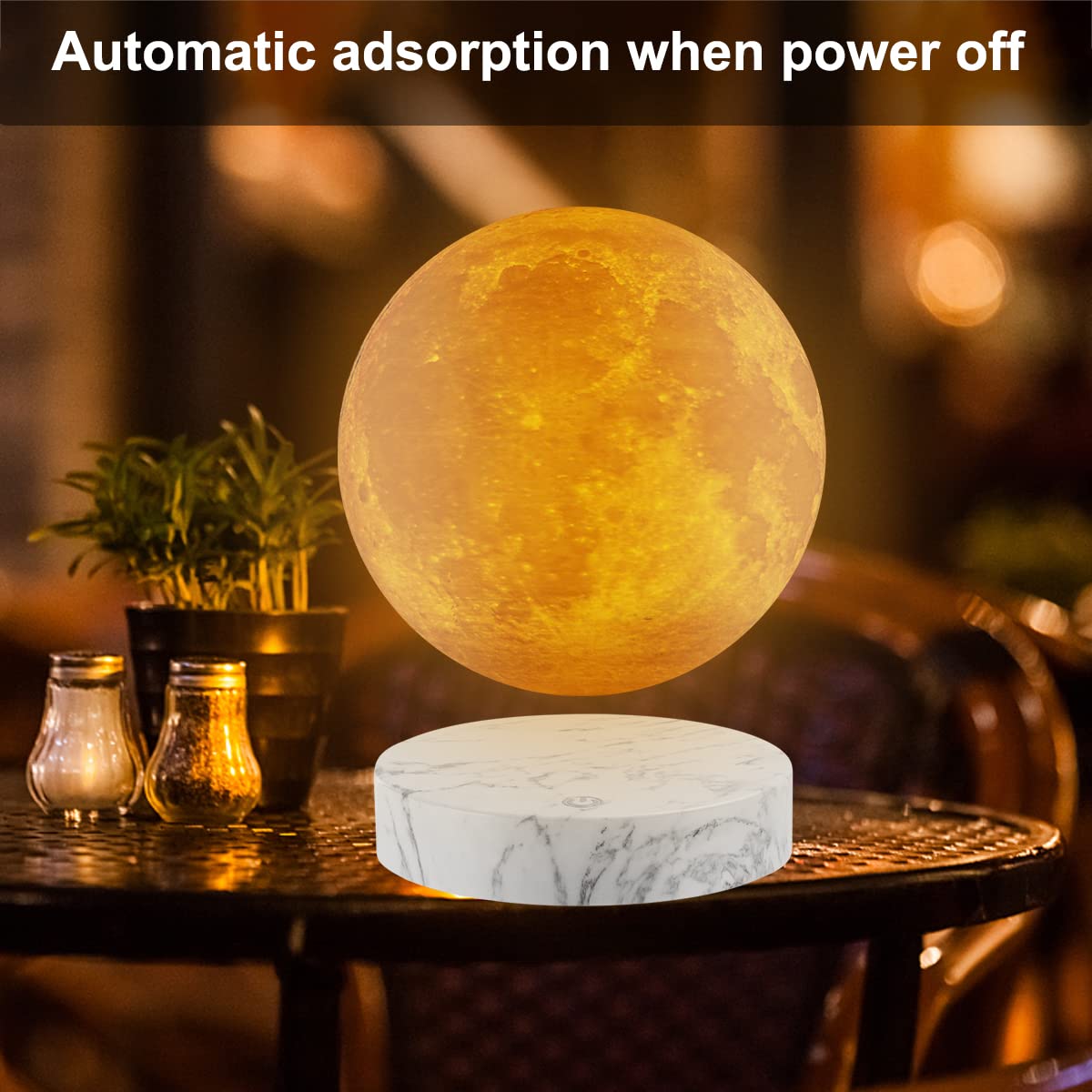 VGAzer Levitating Moon Lamp, Floating Night Light, Adjustable Brightness, 16 Colors, Model VA1213, Wood Material