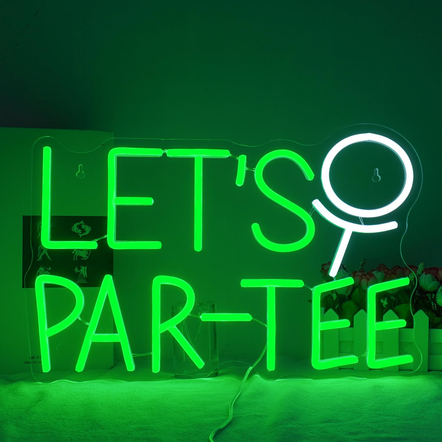 WLHOPE Neon Golf Sign - Dimmable LED Wall Decor Light, Acrylic, Lets Par-Tee Color