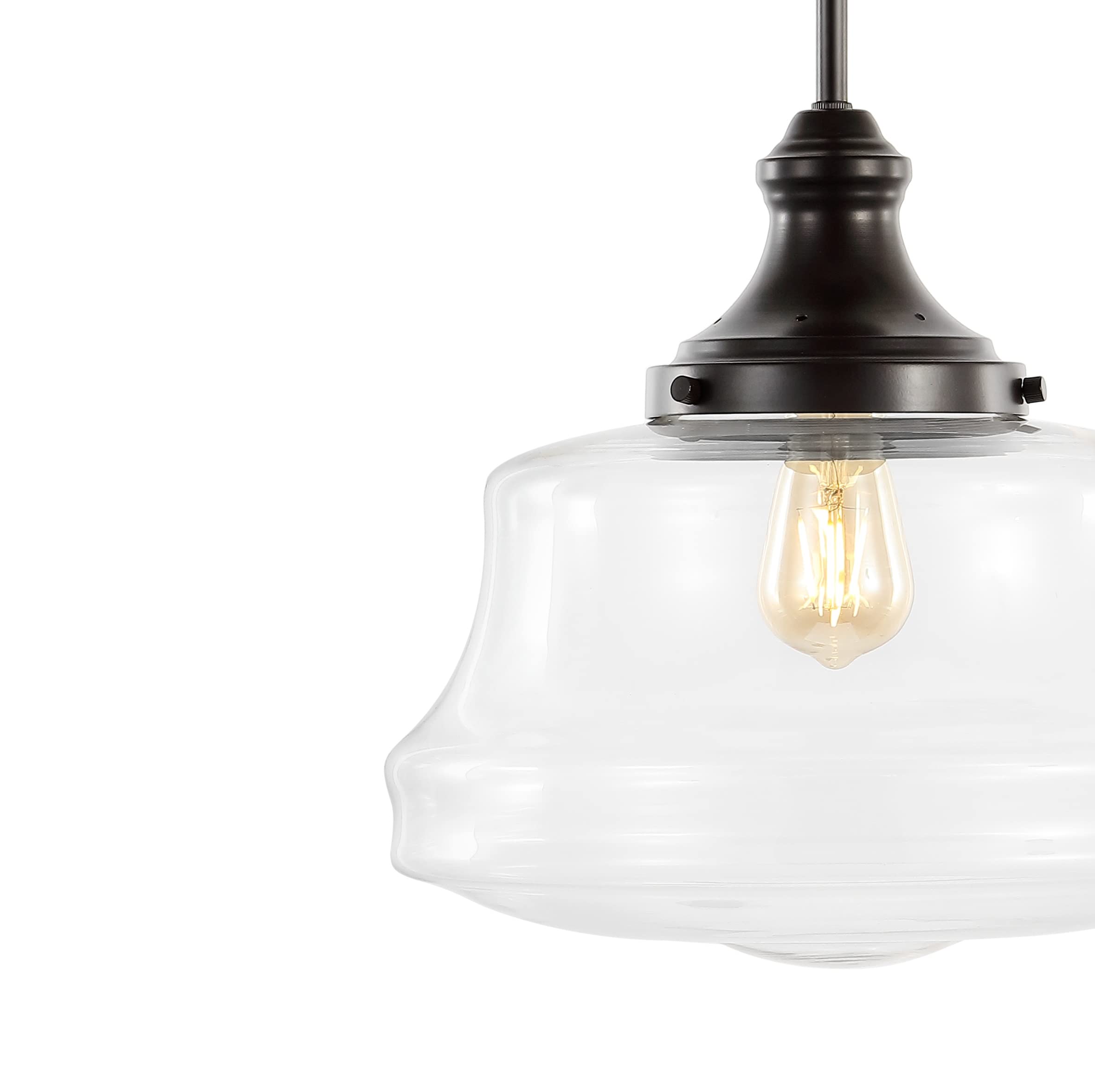JONATHAN Y JYL7585A 14in 1-Light Pendant, Bohemian Farmhouse, Iron/Glass, Oil Rubbed Bronze/Clear