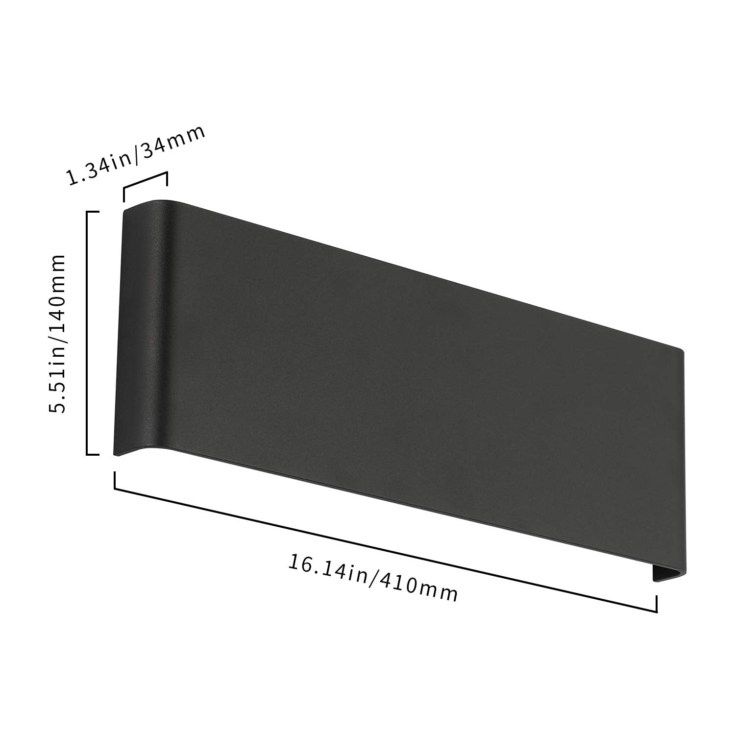 Joosenhouse 16'' Inch Black Led Wall Lamps For Bedroom Indoor Hallway, Modern Mini Bathroom Vanity Lights 14W 4000K Up And Down