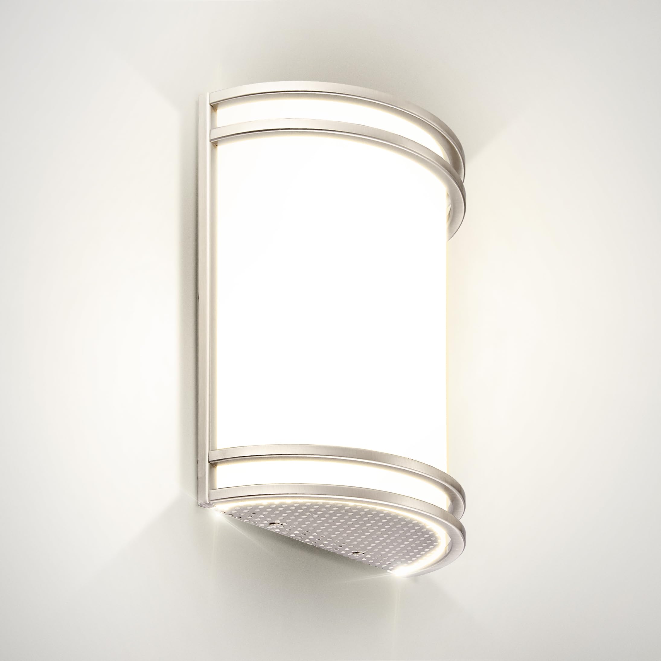 ASD LED Wall Sconce - 10 Inch Brushed Nickel, Adjustable 3000K/4000K/5000K, Model A-LWS-11-D15CC-NK, Durable