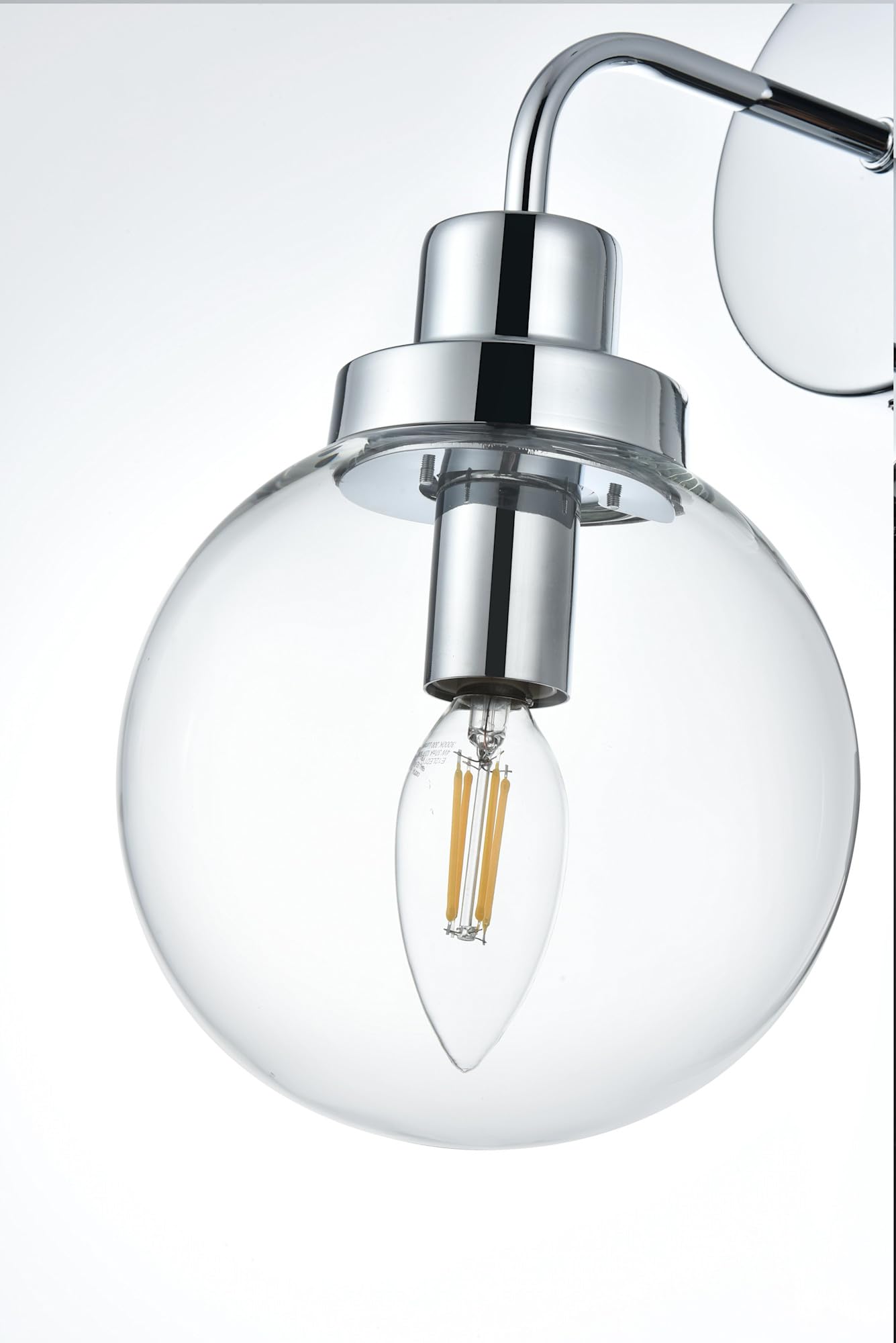 Living District Hanson 1-Light Metal Bath Sconce in Polished Nickel and Clear