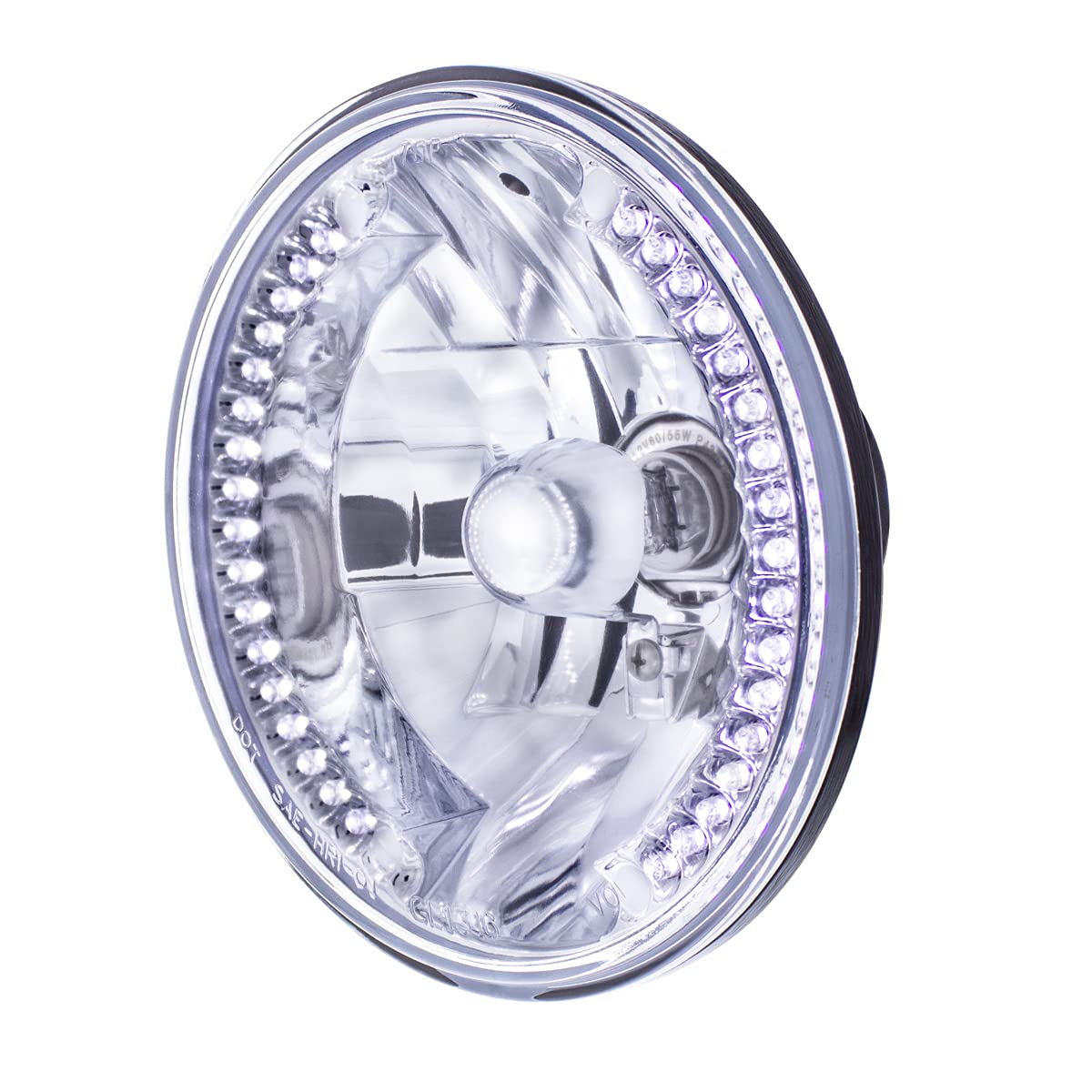 United Pacific 31379 7    Round Crystal Headlight W/34 White Led Position Light, Reinforced Aluminum Reflector, Anti-Vibration -