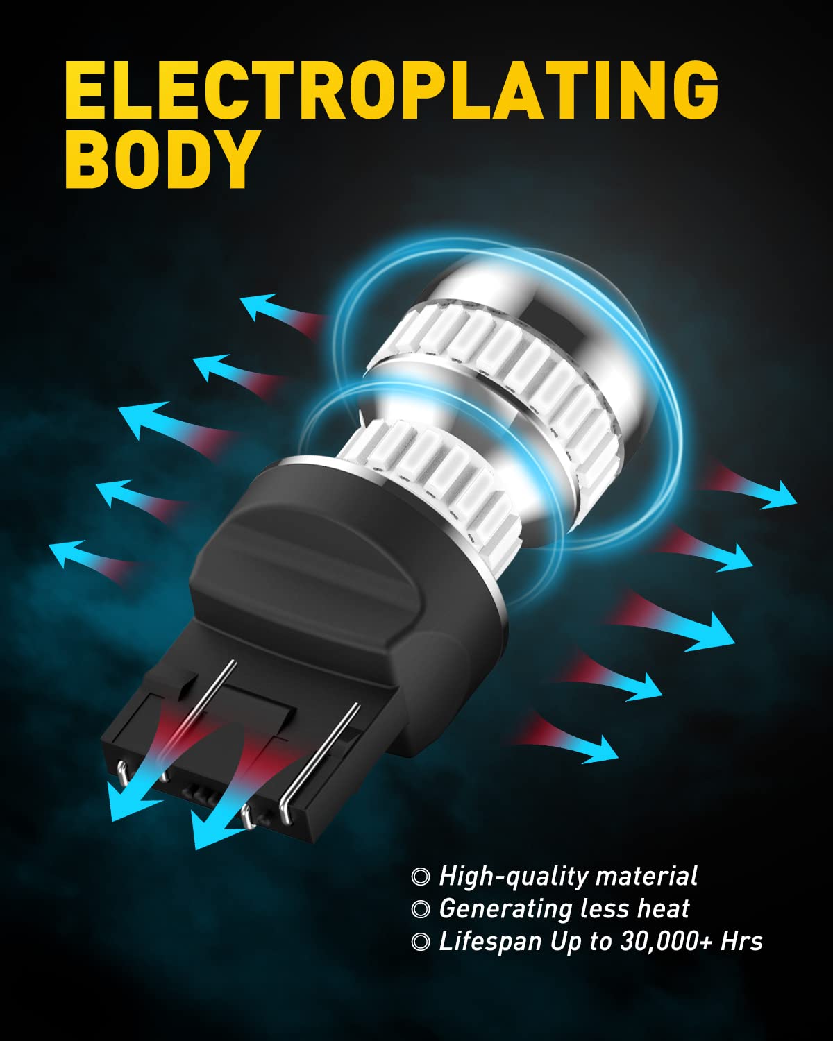 AUXITO LED Bulb Red for Tail Lights, Super Bright T20 W21W 7441 7444 Replacement, Pack of 2, Size 7443/7440