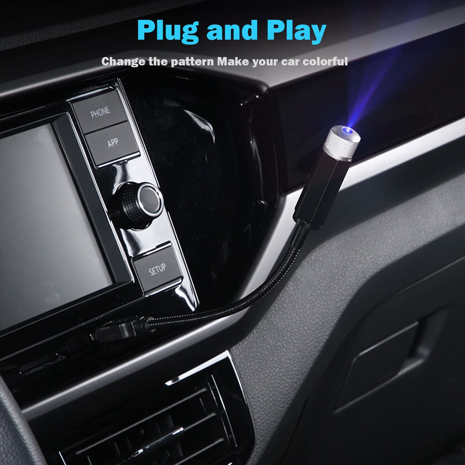 Ledcare Usb Projector Night Light, Portable Adjustable Star Roof Light Car Interior Led Romantic Atmosphere Star Projector For C