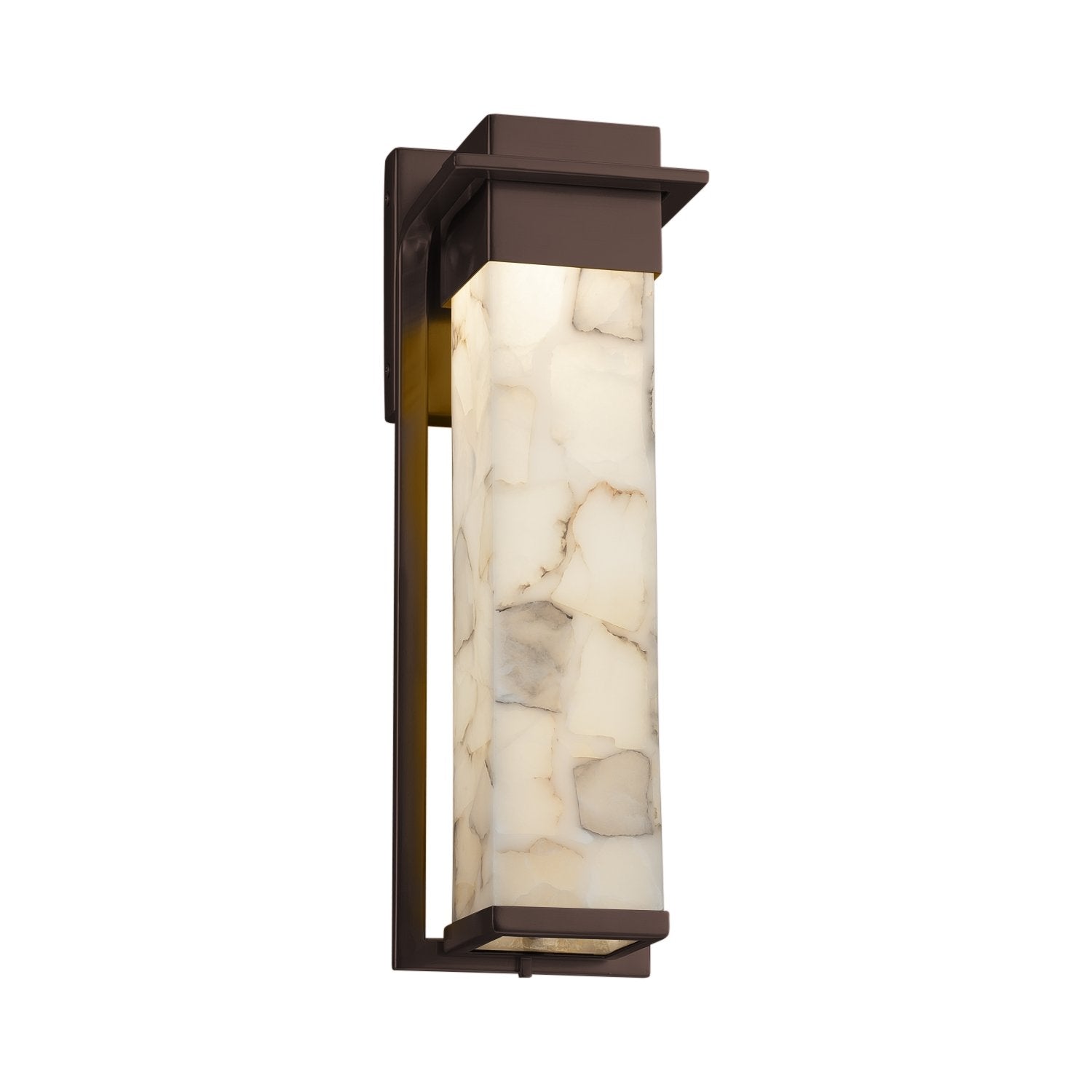 Alabaster Rocks! - Pacific Large LED Outdoor Wall Sconce with Alabaster Rocks Shade - Dark Bronze Finish