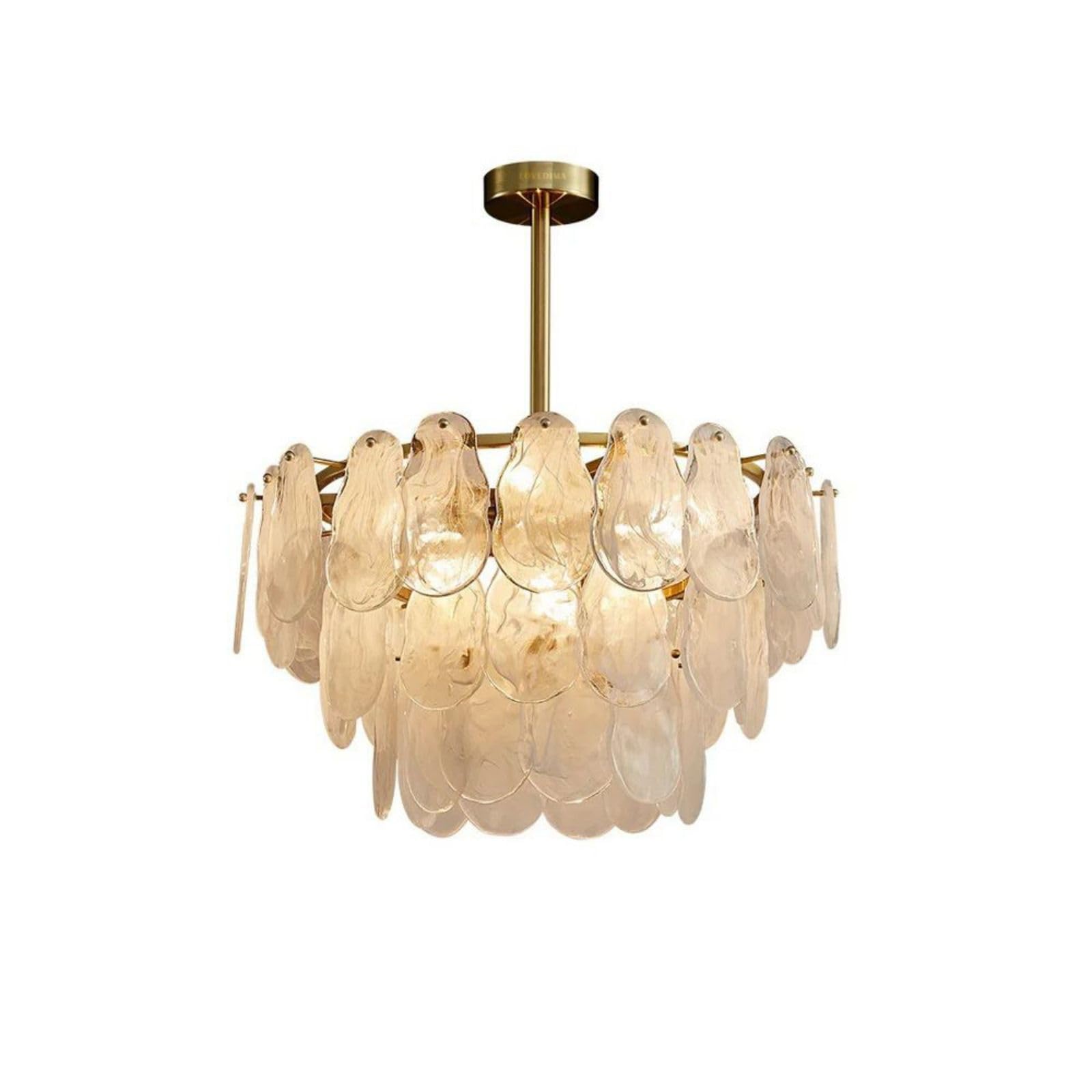 Lovedima Gold Dining Room Chandelier Multi-Tier Lantern Pendant Lighting,Cloud Glass Metal Chandeliers Hanging Ceiling Light Fix