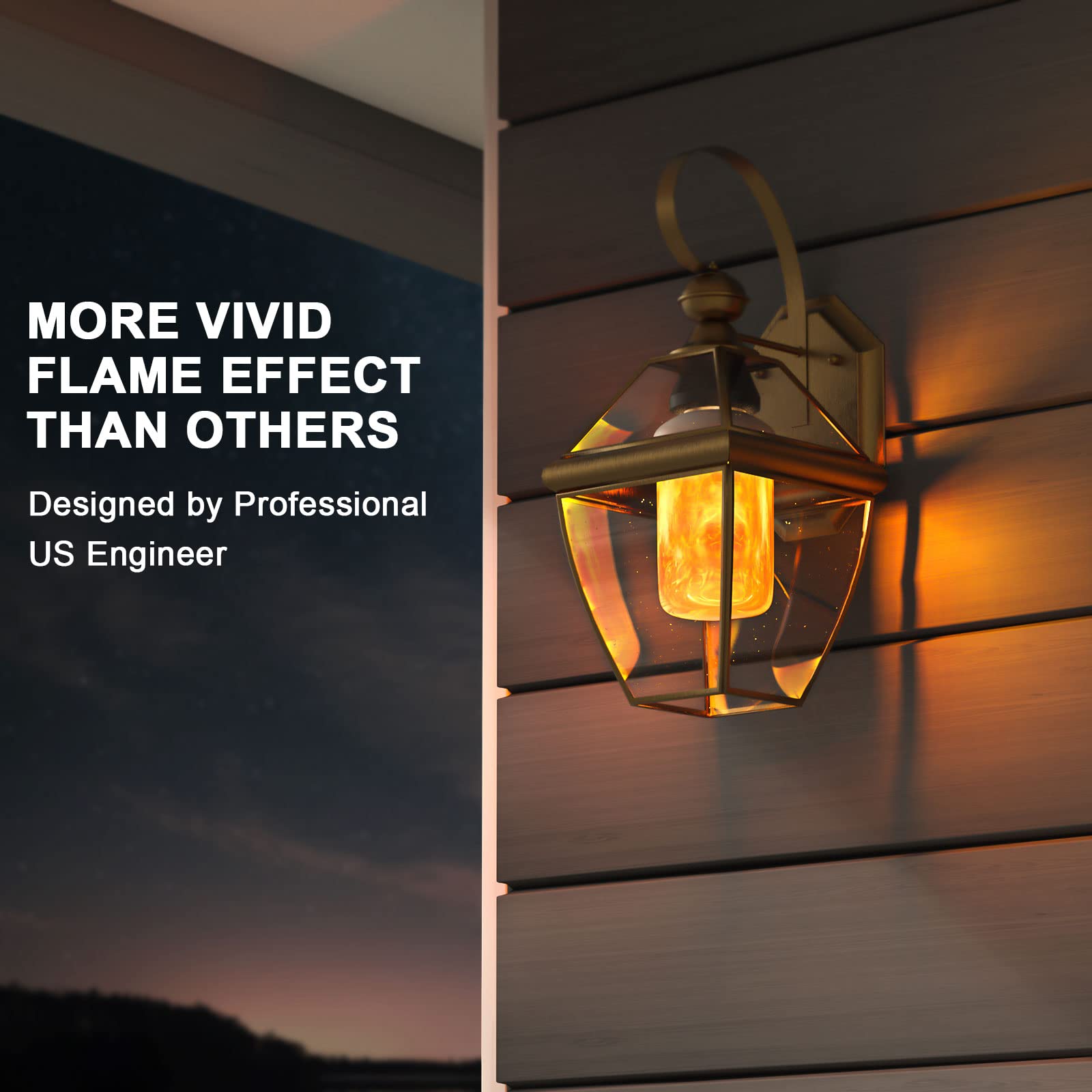 Hompavo Led Flame Light Bulbs, 4 Modes Flickering Effect, E26/E27 Base, White-4 Pack