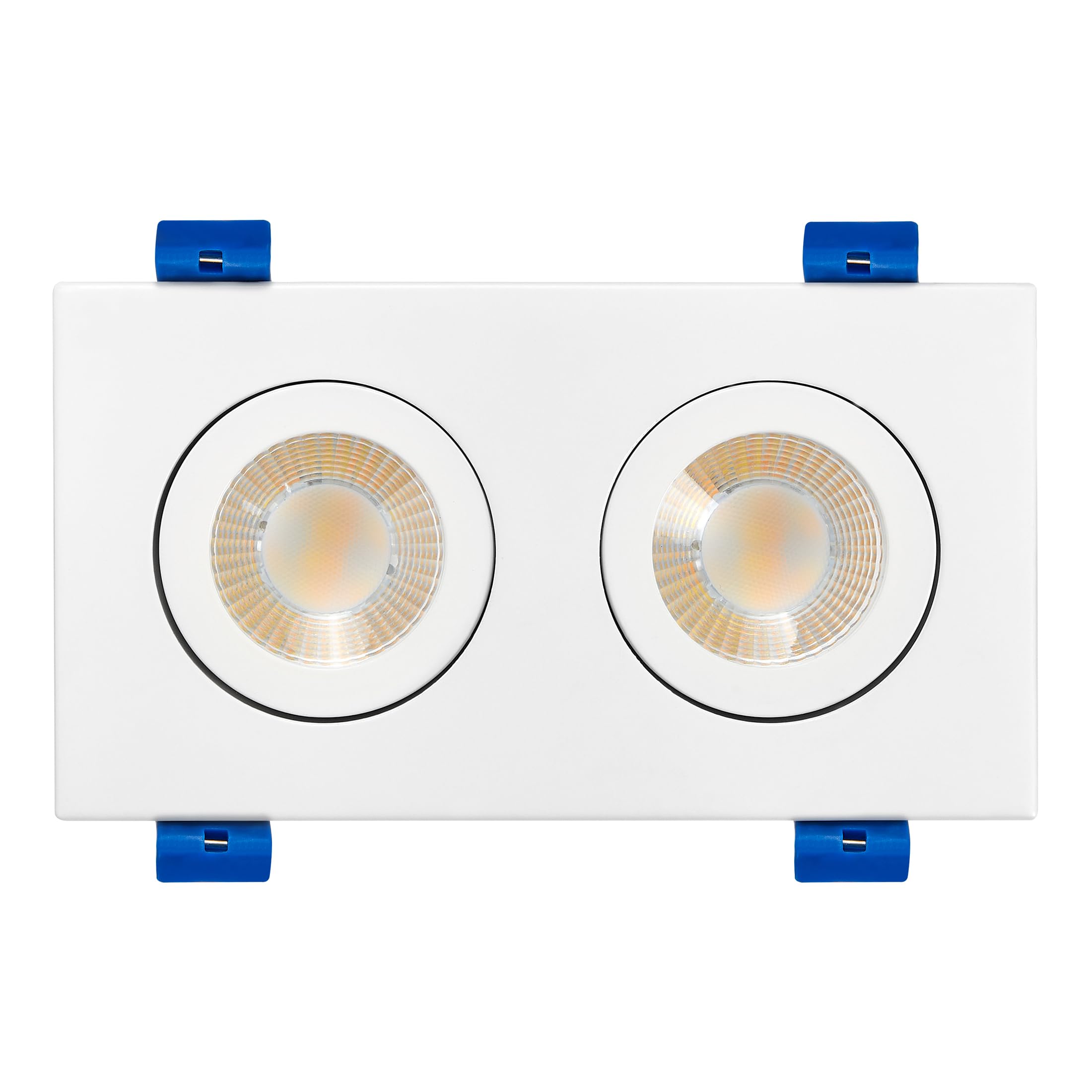Maxxima 2 inch Two Head Slim Square Recessed LED Floating Gimbal Downlight, Canless IC Rated, 1500 Lumens 5 Color Temperature Se