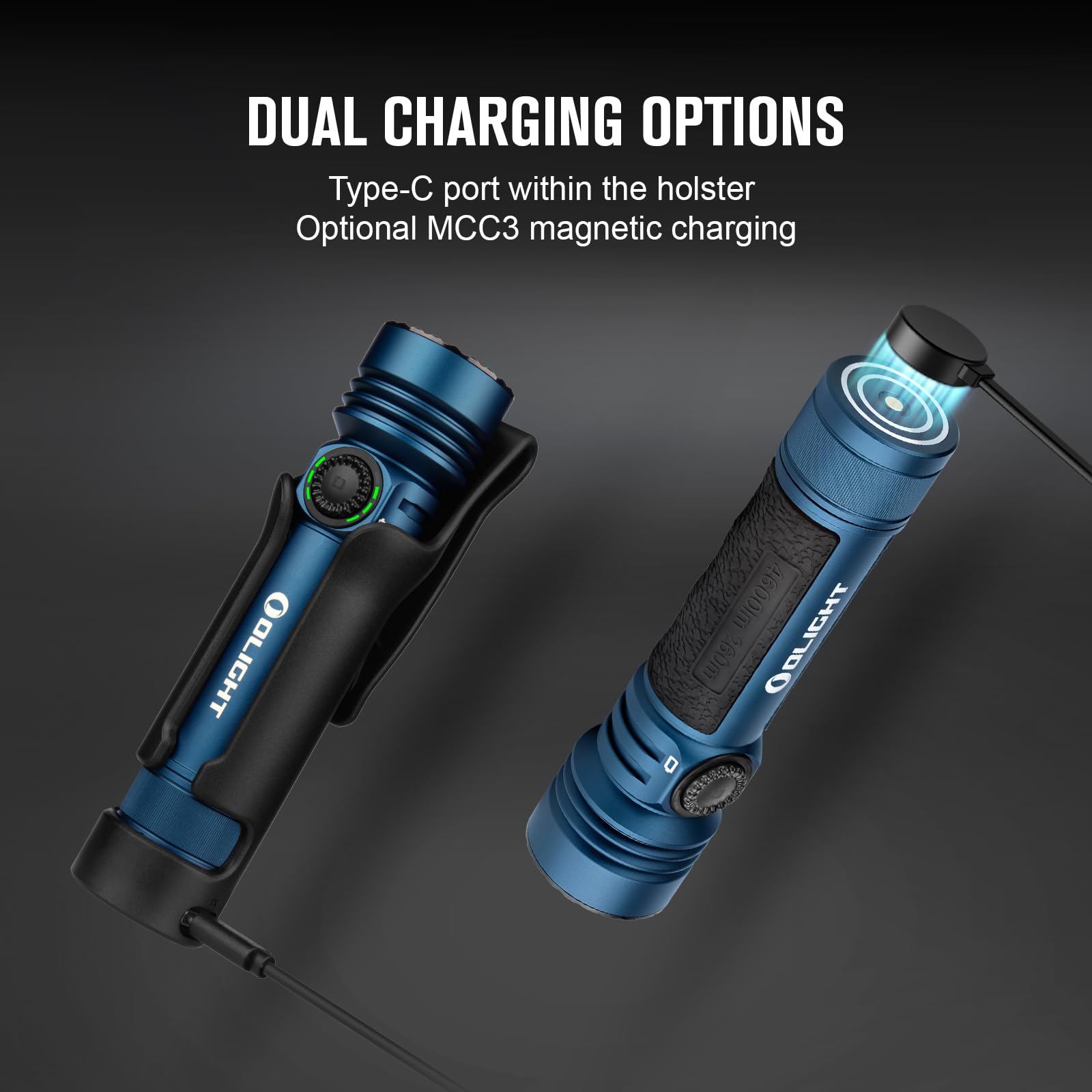 OLIGHT Seeker 4 Pro Flashlight, 4600 Lumens, USB C, Waterproof IPX8, Aluminum, Midnight Blue