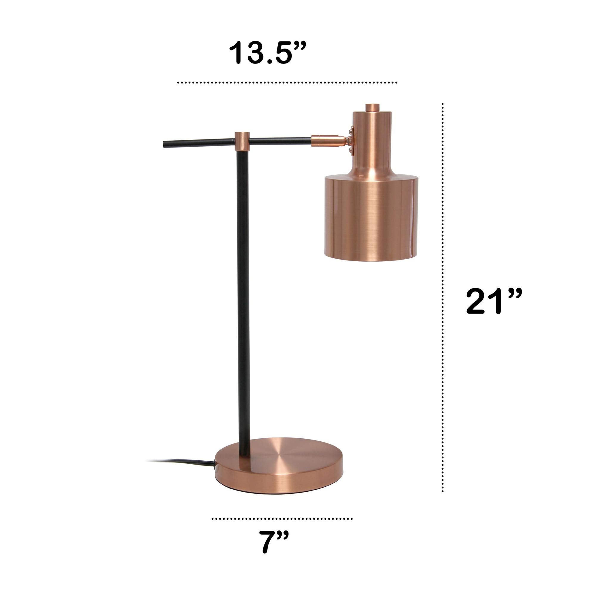 LALIA HOME Mid Century Modern Metal Table Lamp, Iron, Rose Gold, Model LHT-4001