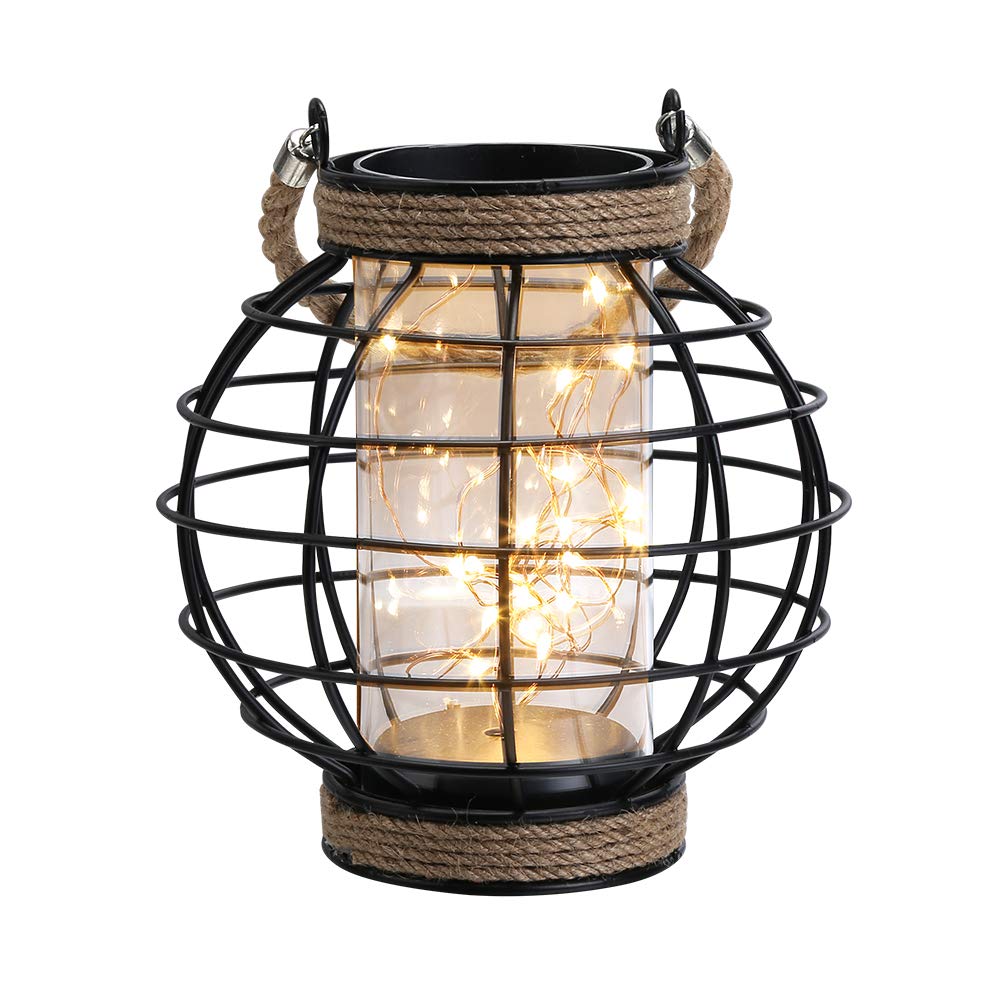 Jhy Design Metal Cage Led Lantern - 7.3&quot; Battery Powered Fairy Light For Indoor/Outdoor Events