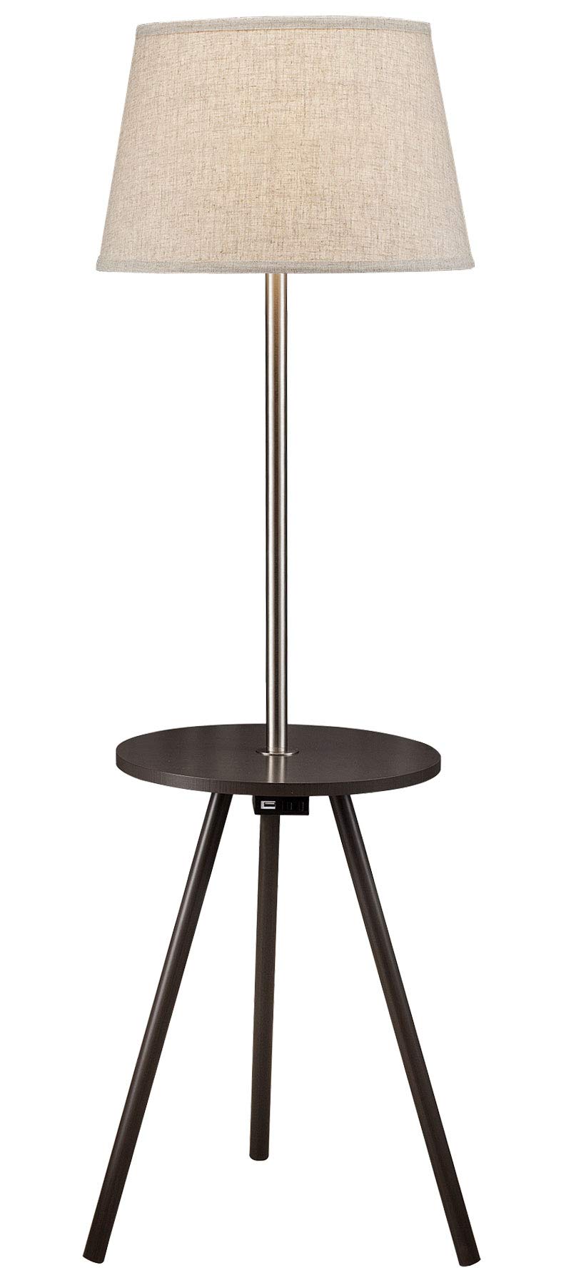 Sh Lighting Round End Table Floor Lamp Combo - Features Usb Charging Port & Power Outlet - 55&quot; Tall Great For Living Rooms Or Bedrooms - Cappuccino Brown