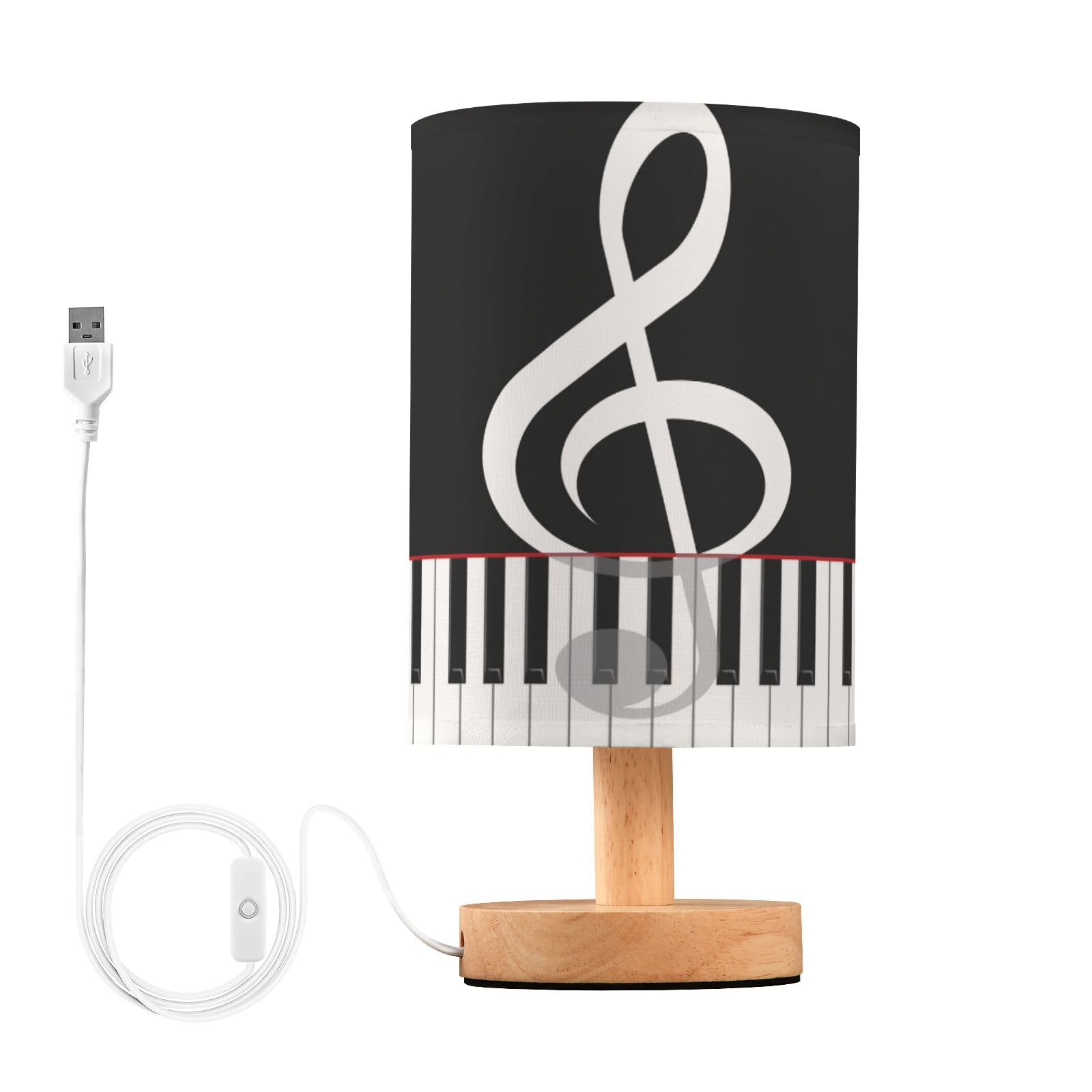 ALAZA Table Lamp with USB Port Bedside Lamp Music Theme Small Nightstand Lamp Desk Lamp for Bedroom Gifts Office Living Room Dec
