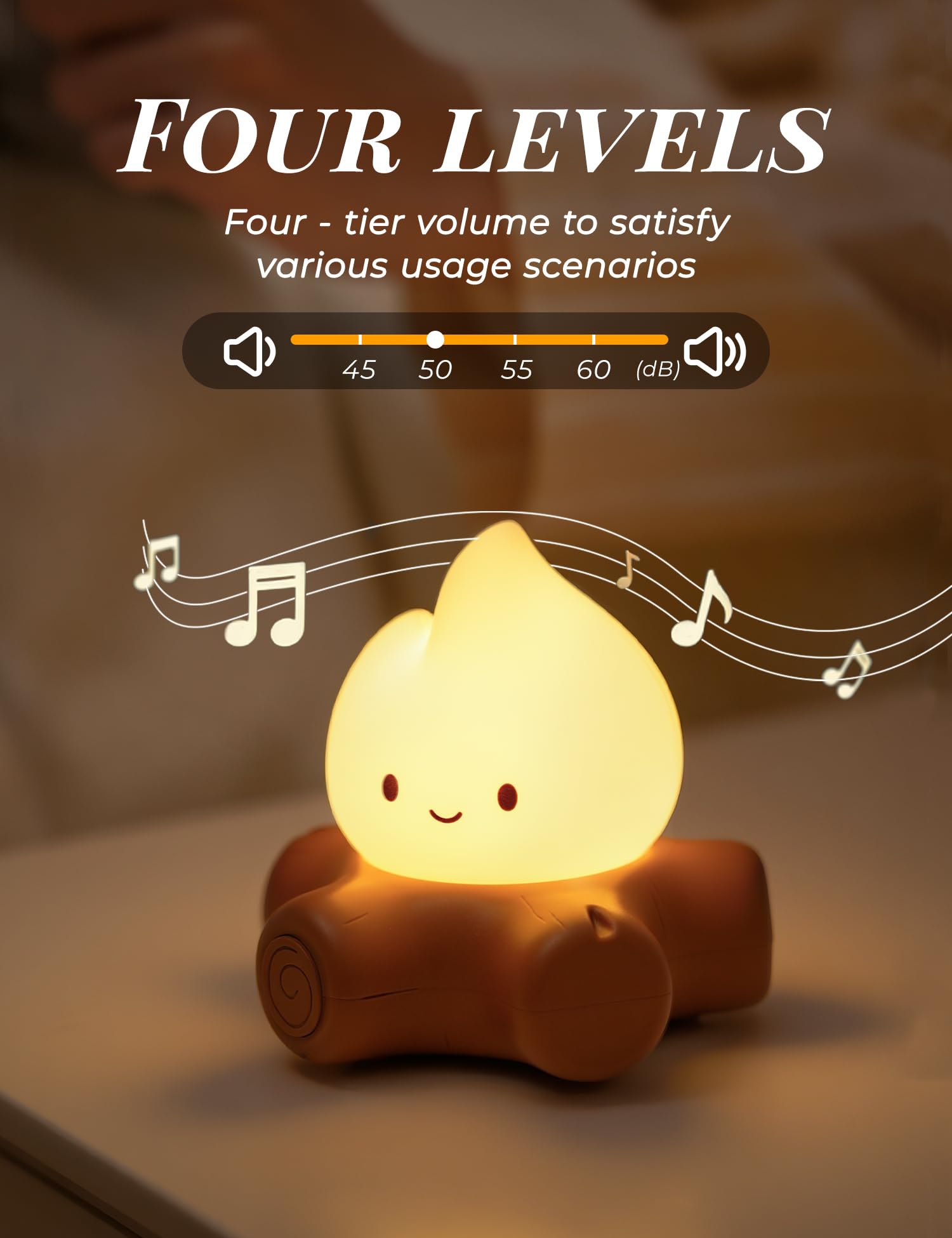 BANDIANCY Cute Campfire Night Light,White Noise, Portable Rechargeable Lamp, Baby Night Light Nursery Decor, Stepless Dimmable L
