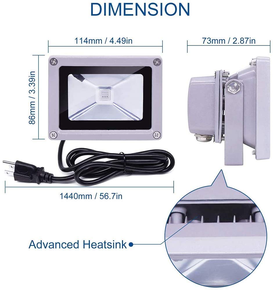 Z 100W Equivalent LED Flood Light, RGB Color Changing, Dimmable, IP65 Waterproof, Remote Control, Model 8d0b94d5-76cb-45d6-