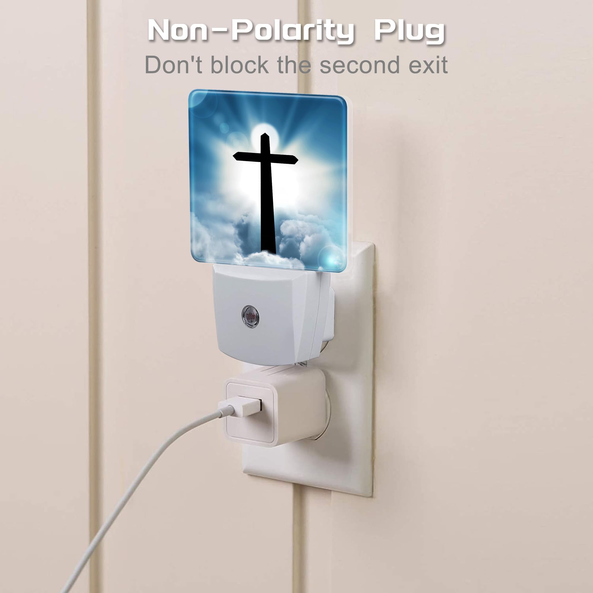 sndheke Night Light for Kids, Cross and Blue Sky Design, Plug-in with Dusk to Dawn Sensor, Model SBD04, Energy Saving