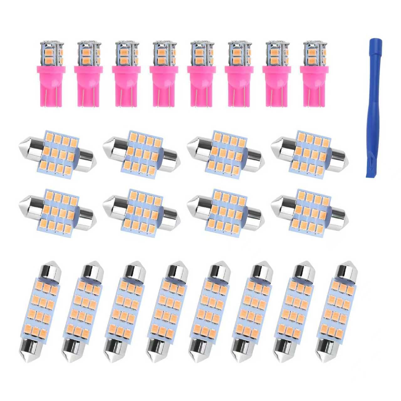 VKQTS 24PCS Interior Car Lights LED Kit,Super Bright 6500K Interior Dome Light for Side Marker/Map/License/Trunk Light,Upgrade T