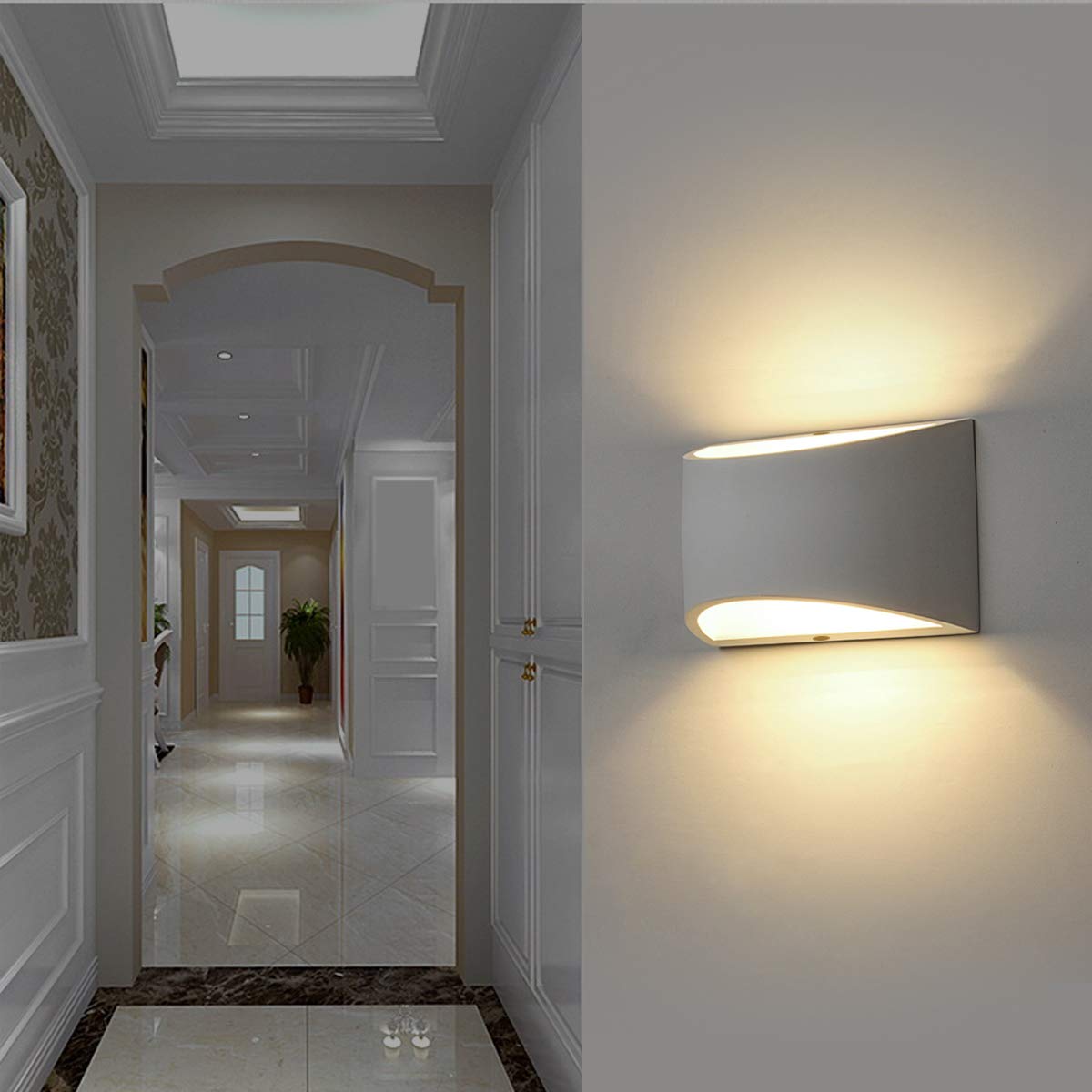 Modern Wall Sconce Set Of 2 Led Wall Lamp 7W Warm White 2700K Up And Down Indoor Plaster Wall Lamps 100V-240V For Living Room Be