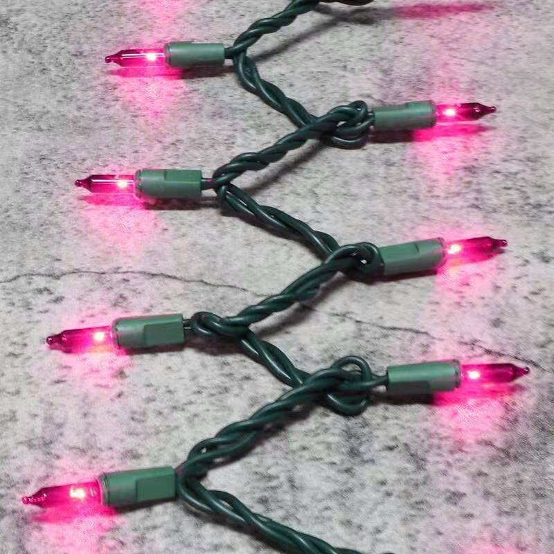 Glownova Green Wire Pink Incandescent Bulb 100 Mini String Lights For Indoor Christmas Tree Garland Birthday Wedding Party Festival Decoration