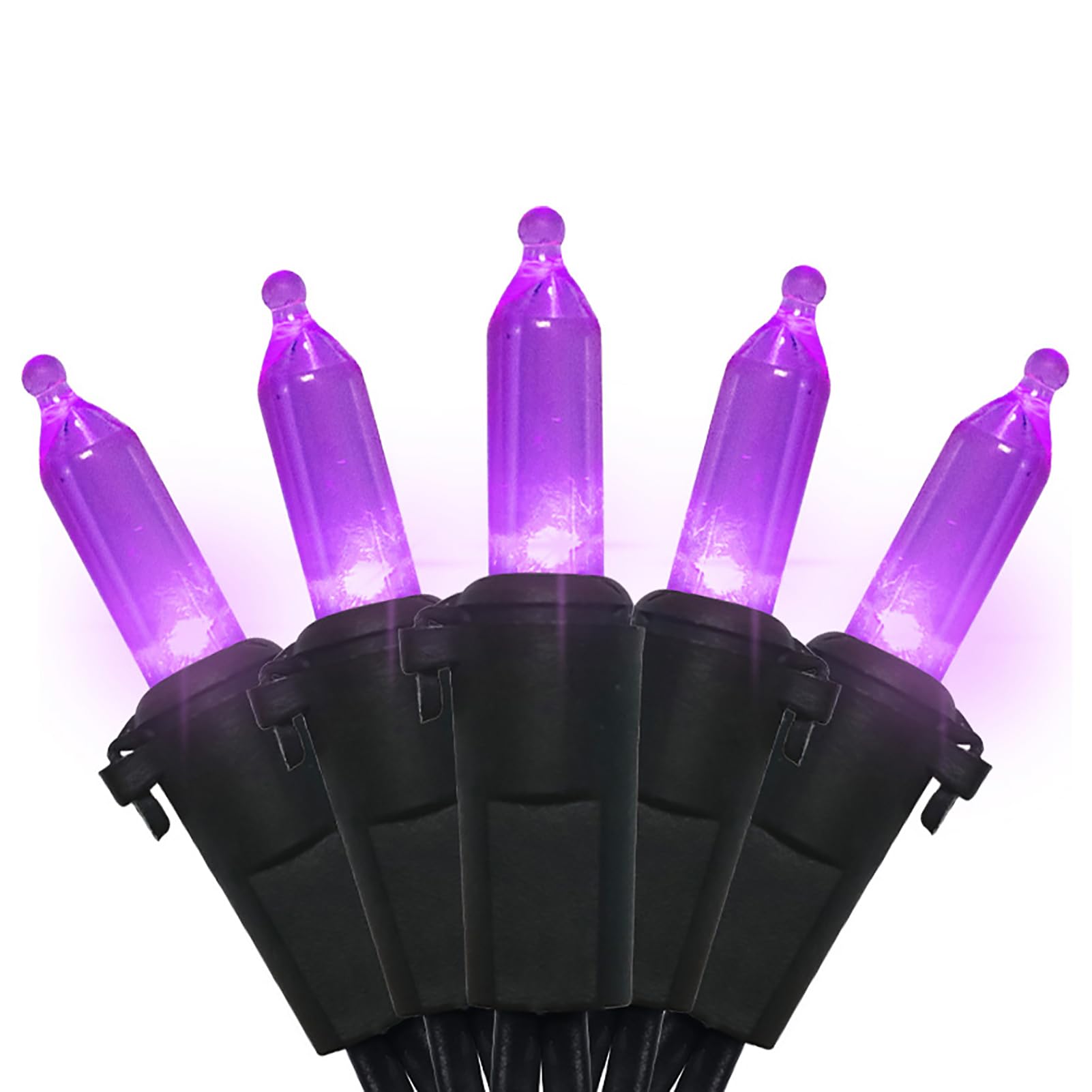MULTI-SPARKING Purple LED String Lights - 100 Count, 33ft Black Wire, UL Certified, Connectable