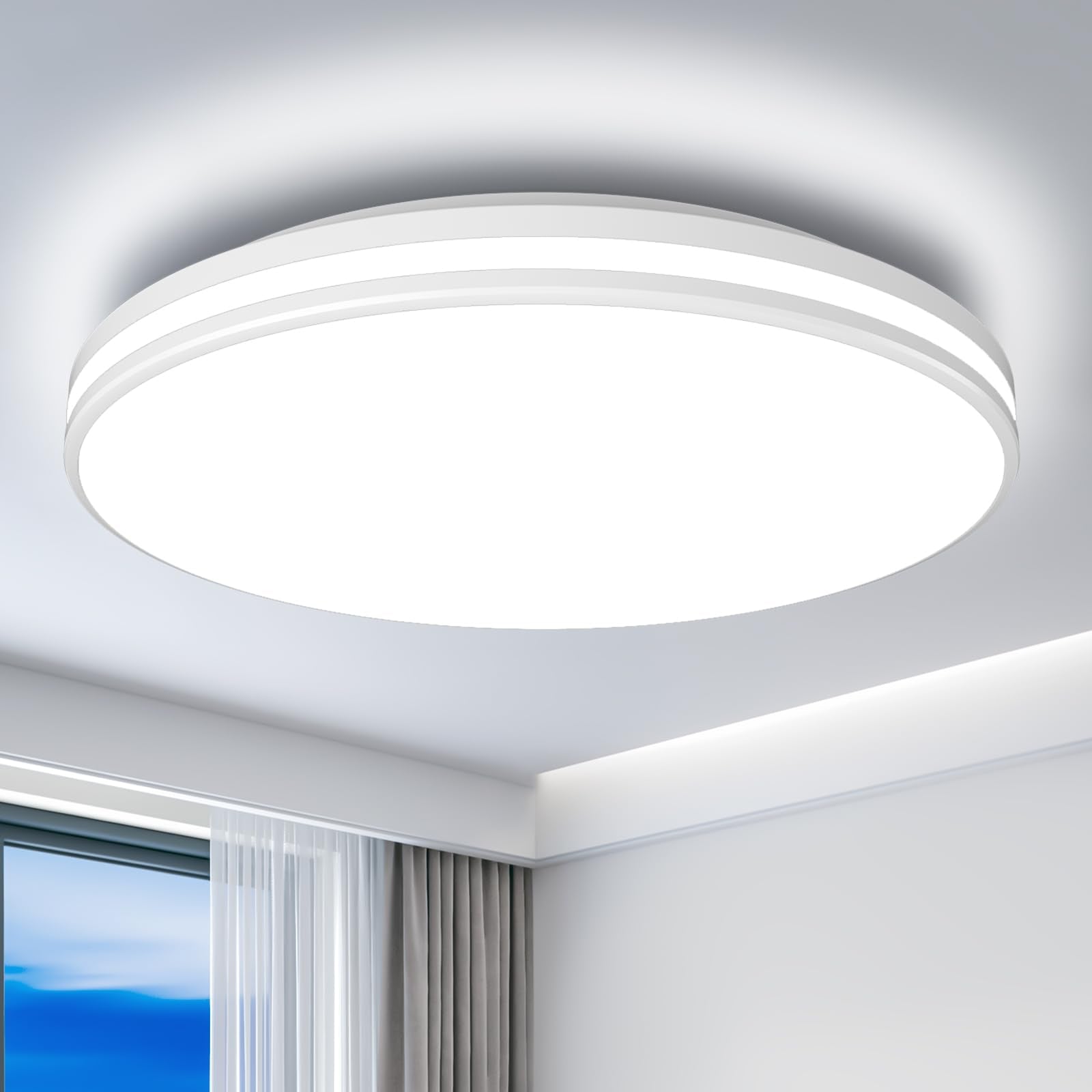 Airand 10.2 Inch LED Flush Mount Ceiling Light Fixture, 20W, 5000K Daylight White, Waterproof for Shower, Dining, Living Room, Kitchen