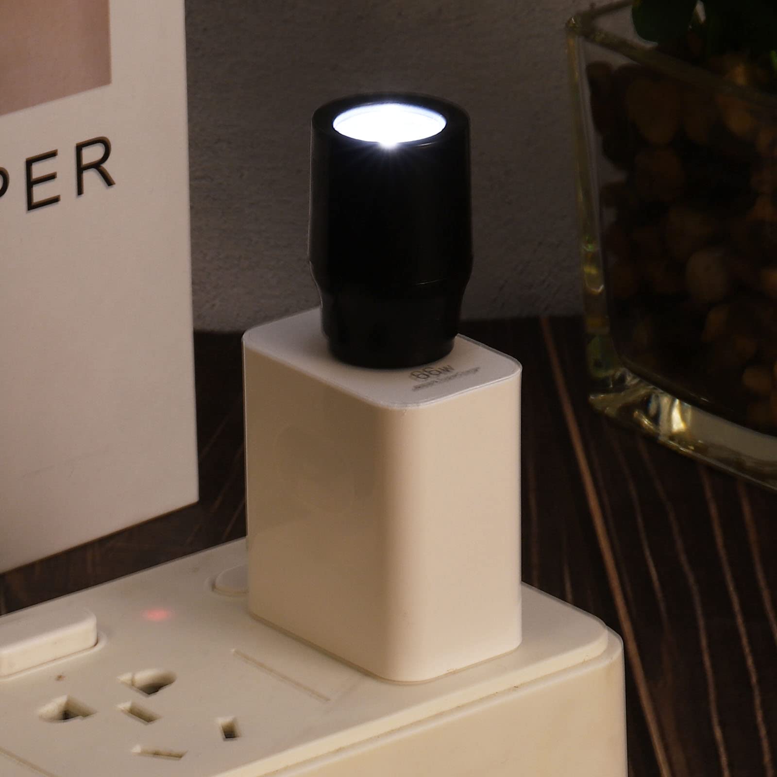 Patikil Mini Pocket Usb Flashlight, 4 Pack Usb Torch Rechargeable Portable Small Led Flashlight With On/Off Switch For Outdoor Camping, Black