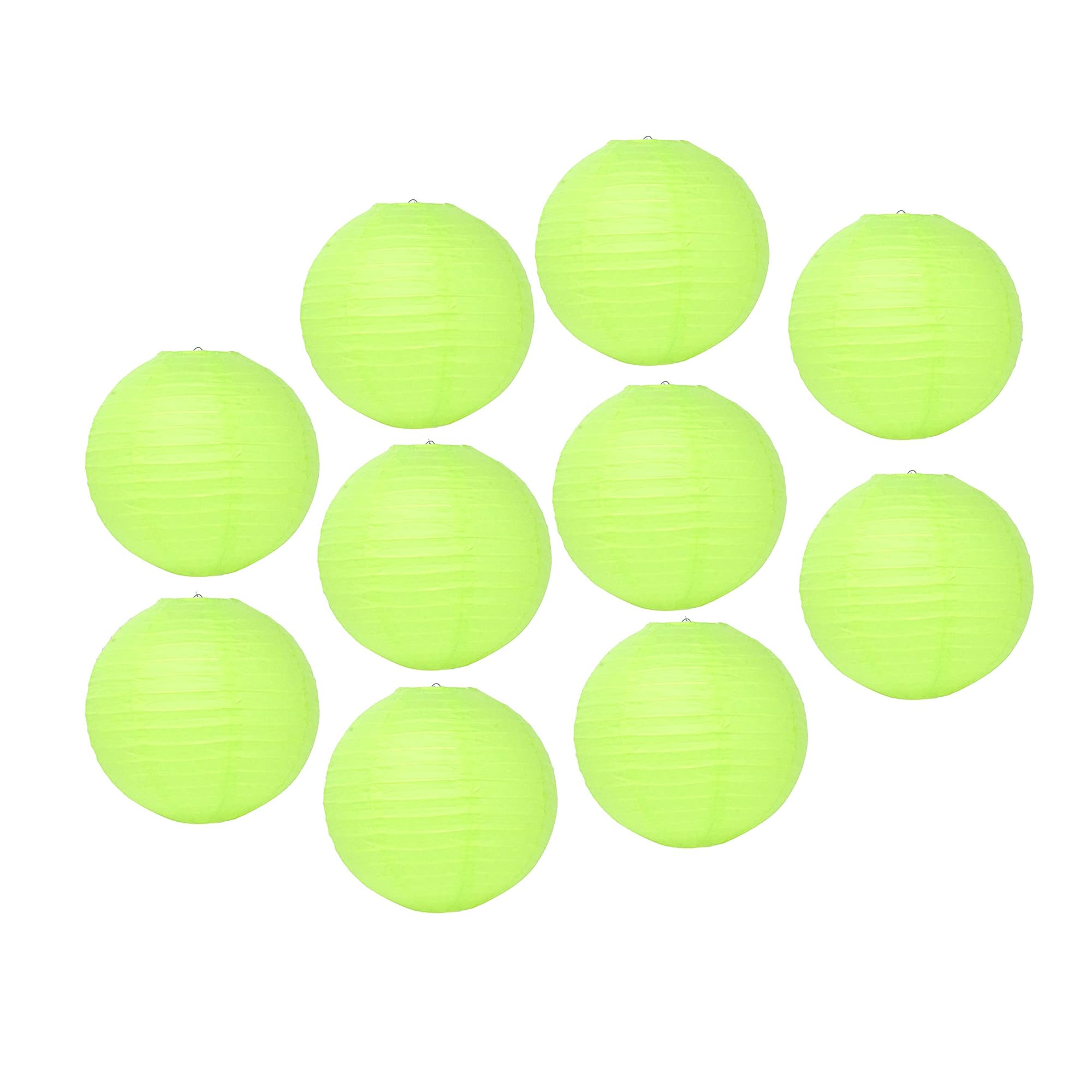 Mudra Crafts Lime Green Paper Lanterns Wedding Party Decorations - 12 in 10 Round Japanese Chinese Lanterns Decorative Hanging C