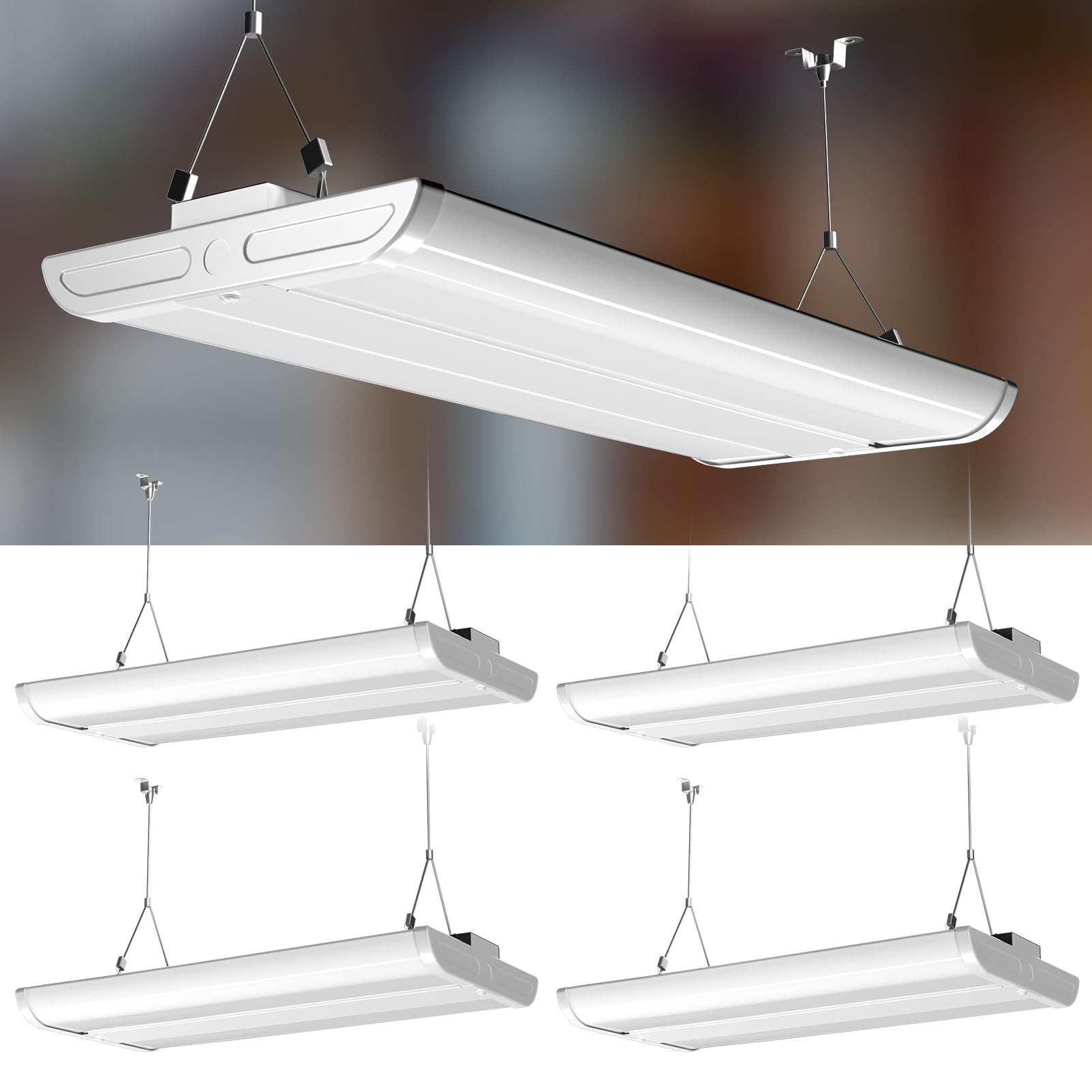 Lightdot 2FT LED High Bay Shop Lights with Flush/Suspended Mount  200W [Eqv.800W] 5000K 100-277V Commercial Lighting for Garage Workshop - 15-30FT Ceiling  Covers 2000 Sq.ft  UL Complied  4Pack Dimm