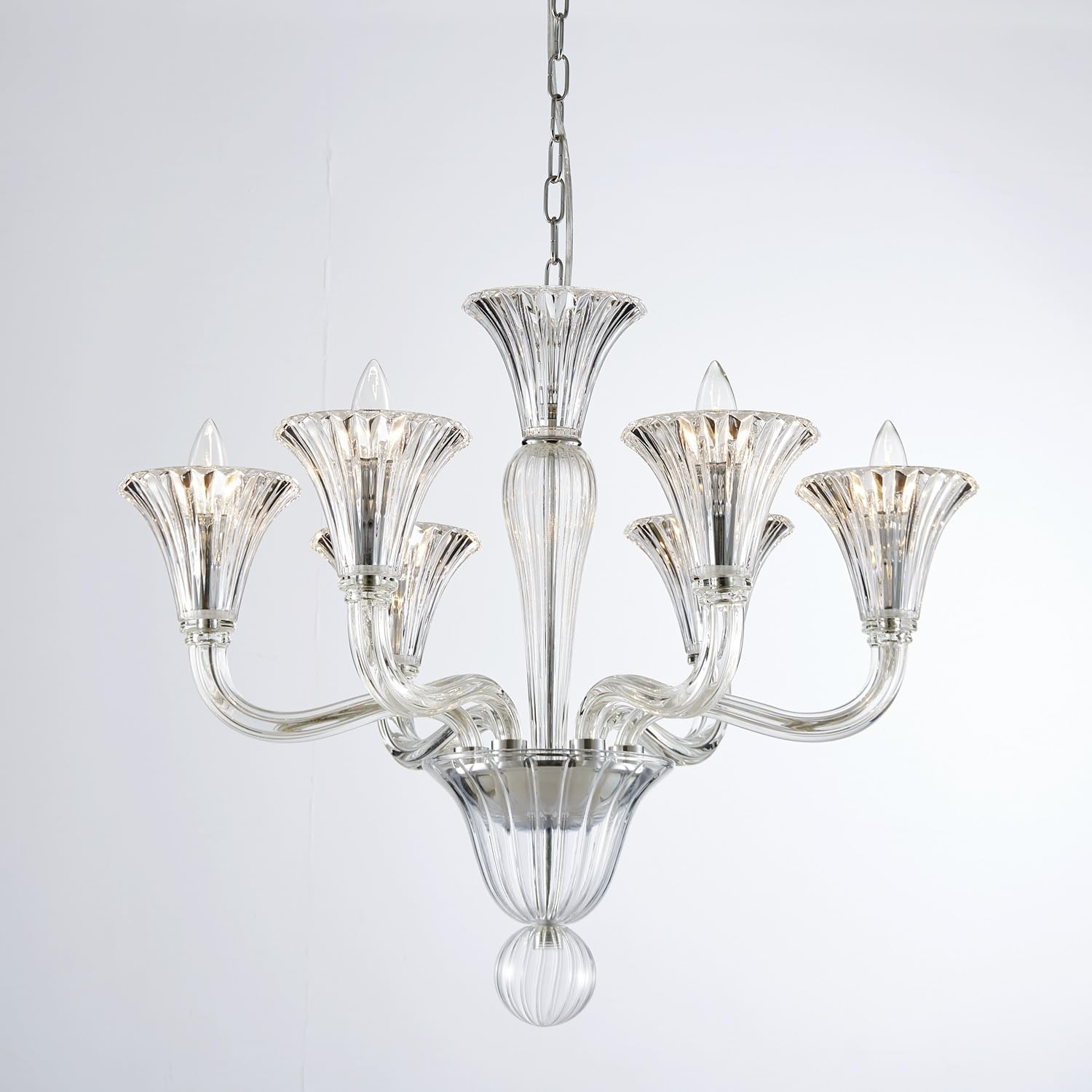 Saint Mossi 6 Light Crystal Chandelier, Modern Dining Room Lighting Fixture, Clear Crystal Pendant Light For Bedroom Livingroom,