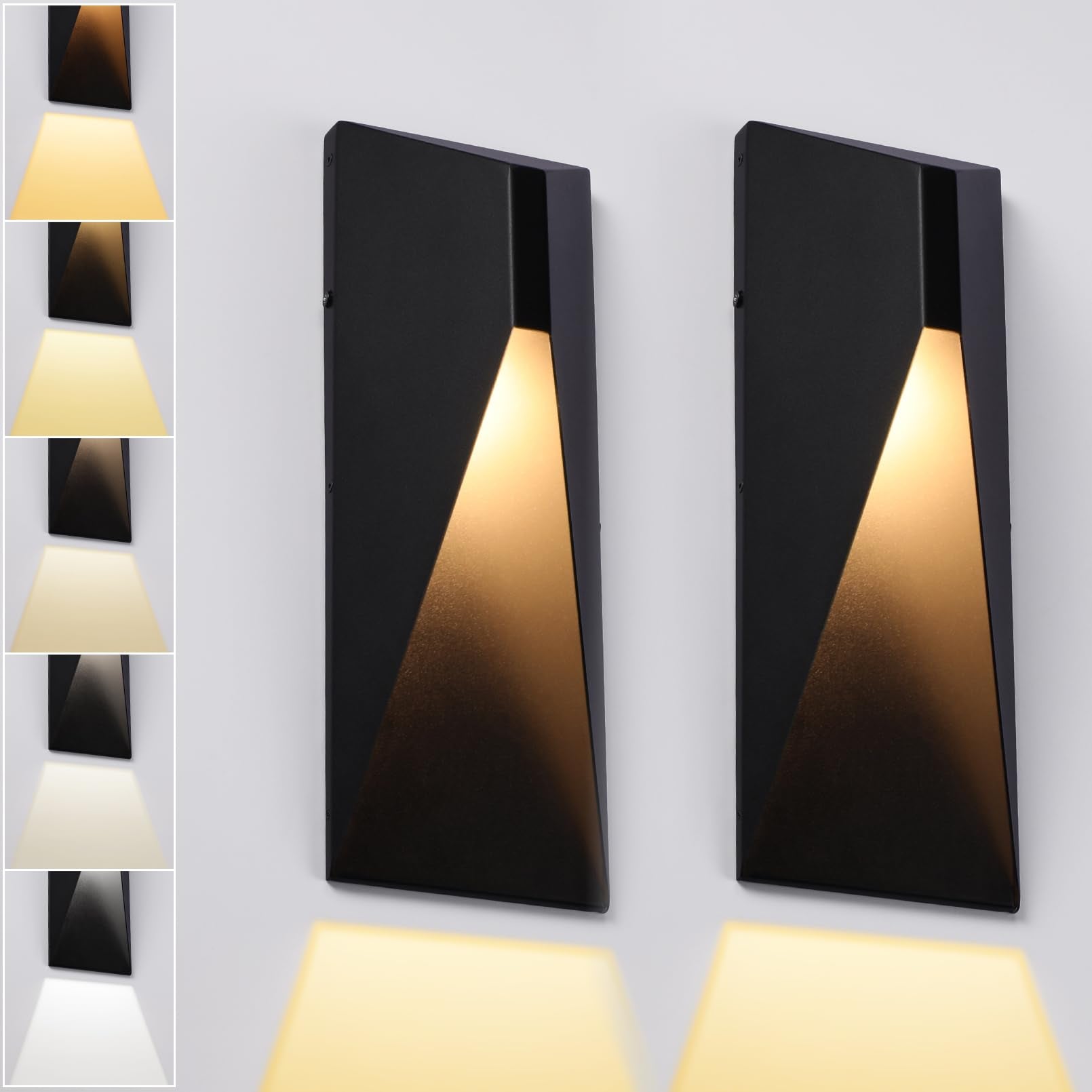 LEONLITE 5CCT Dimmable LED Modern Outdoor Wall Light, 100-277V, CRI 90+ ETL Listed IP65 Dark Sky Down Light Wall Sconce, 14 Inch