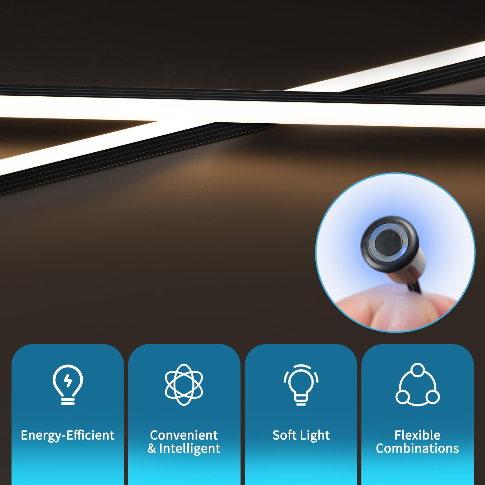 Art3d LED Recessed Lighting Kit - 6pcs White Lights with Smart Touch Switch, 3000K - Black Housing, Model D11001