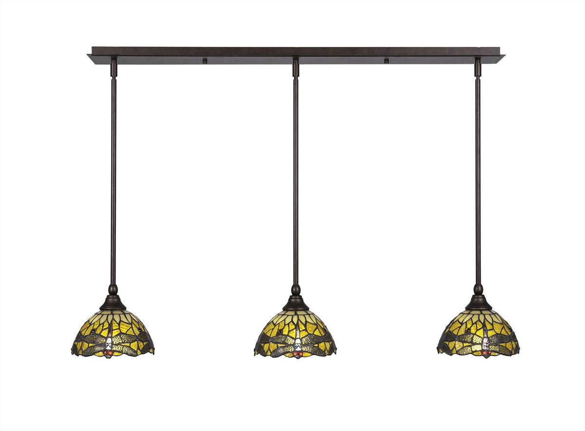 Toltec Lighting 3 Light Linear Pendalier In Bronze (36-Brz-9465)