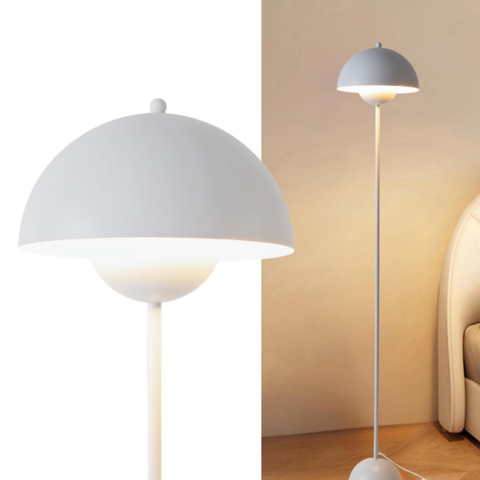 COSYLUX Modern Floor Lamp - Industrial Metal Shade, Tall Standing Design, Matte White, Perfect for Living Room, Bedroom, Office, Nursery
