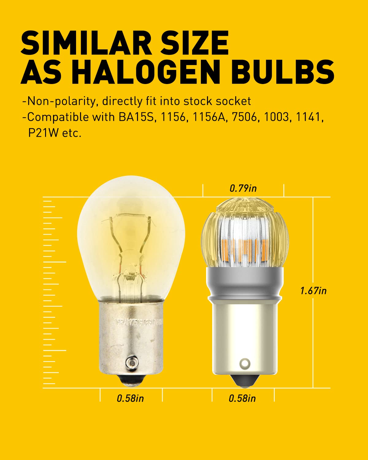 Auxito 1157 Led Bulbs Amber Turn Signal Light, Super Bright Unique 1:1 Design, 2057 2357 3496 7528 For For Blinker Turn Signal Bulbs, Tail Light, Stop Brake Lights, Side Marker Turn Signal Replacement