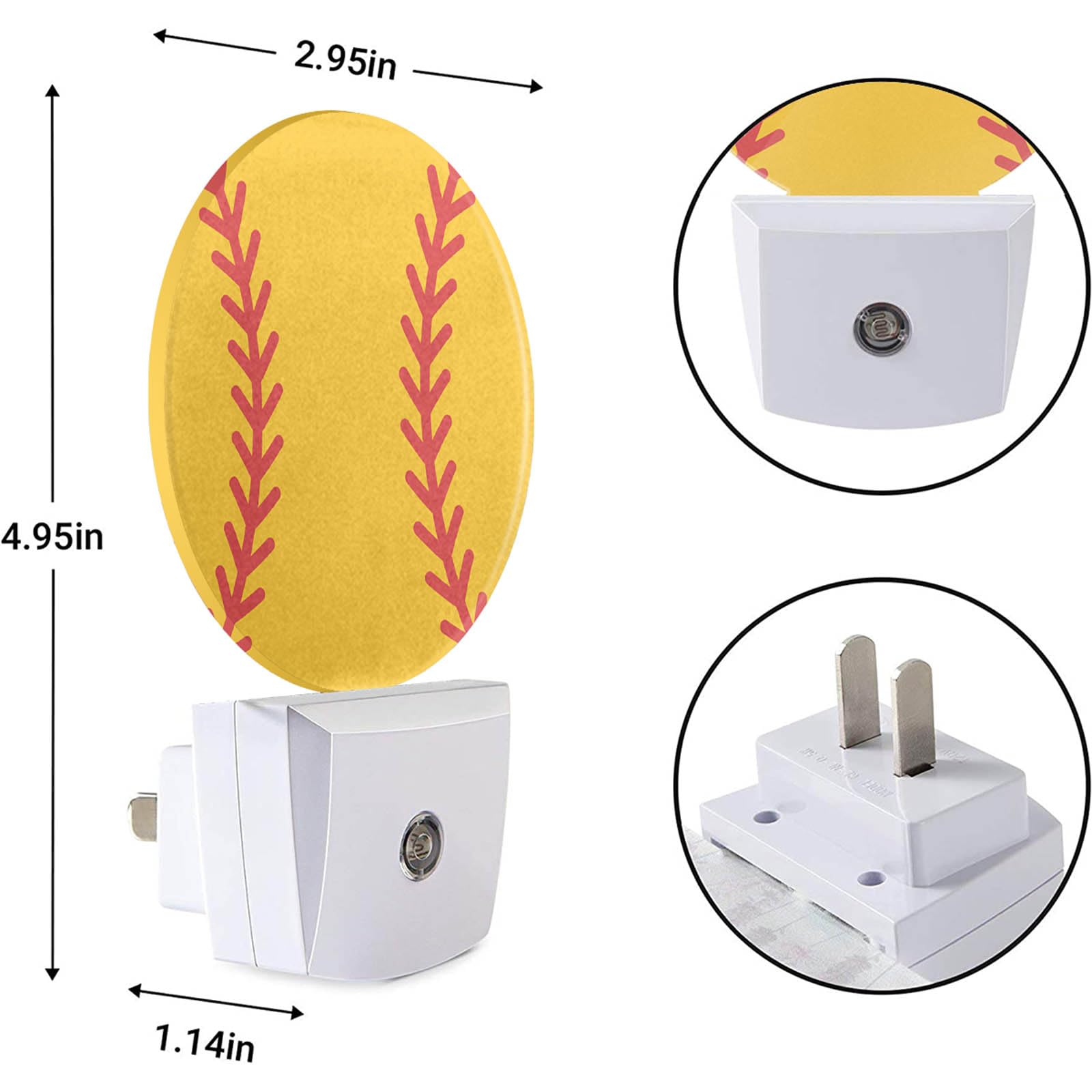 Ekobla Softball Night Lamp American Ball Game Sports Design Night Light Plug In Auto Sensor Led Lamp Dusk To Dawn Nightlights Fo