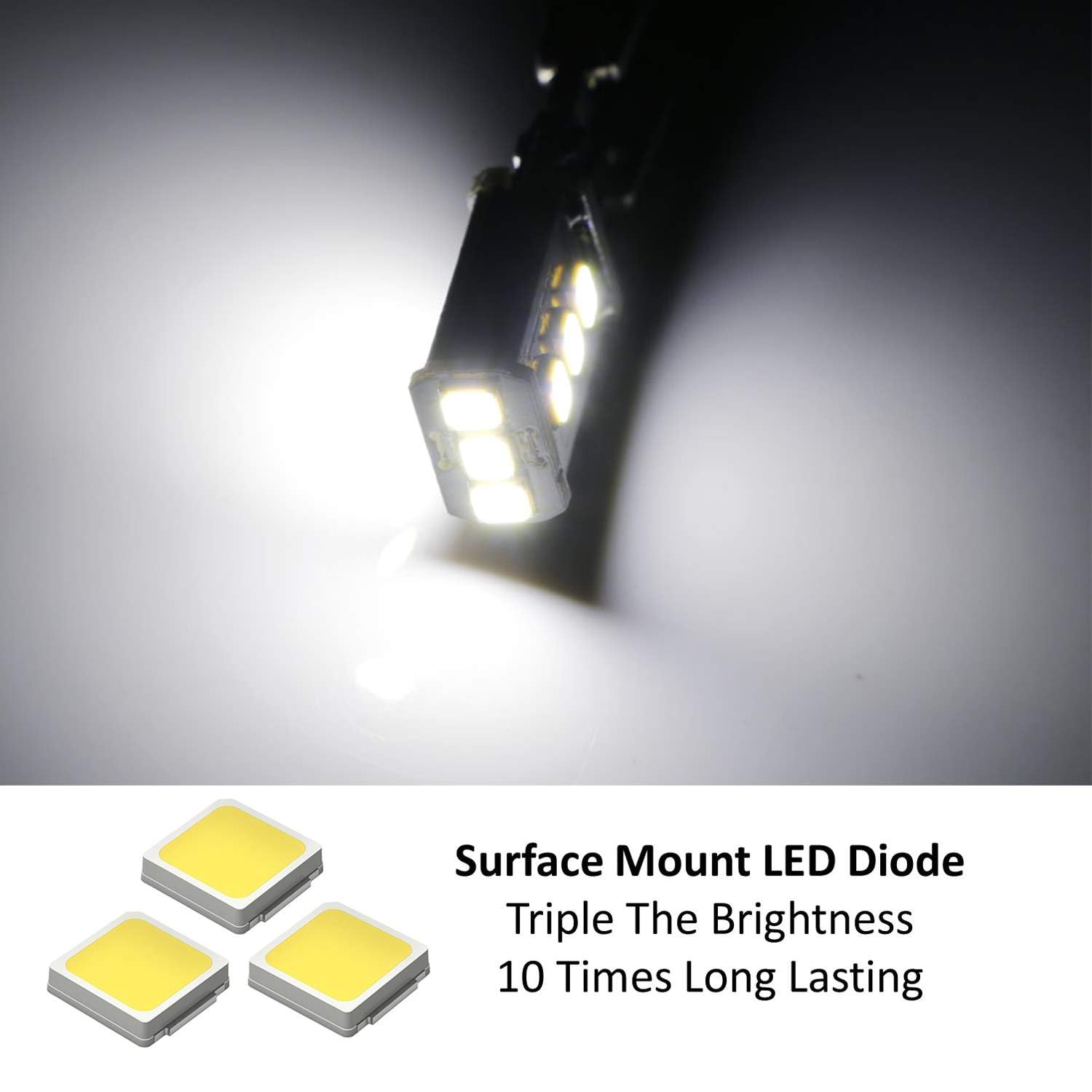 iJDMTOY LED Replacement Bulbs for Truck 3rd Brake Lamp, Xenon White, 9-SMD, Model for 906 912 920 921 T15