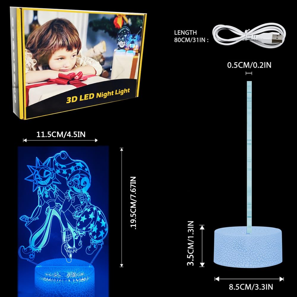 Mzcyfuy 3D Illusion Night Light LED Lamp with Remote Control 16 Color Changing Visual Bedroom Decoration FNAF (Smiles 2)