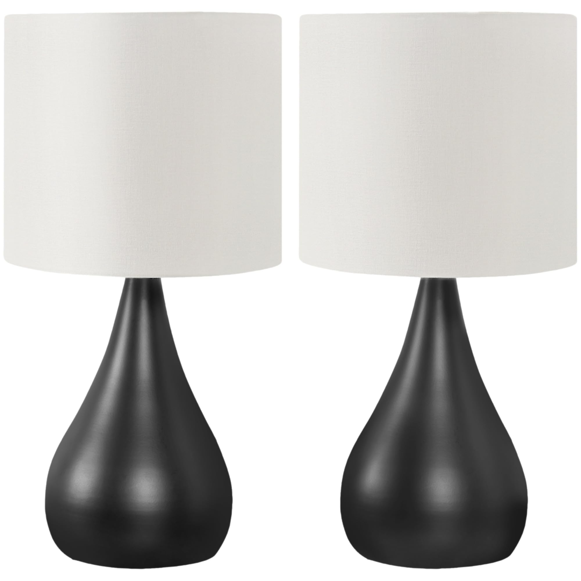 Monarch Specialties 9639 Lighting, Set Of 2Table Lamp, Black Metal, Ivory/Cream Shade, Contemporary Lighting-2Pcs/18 H Table, 9" L X 9" W X 17.75" H