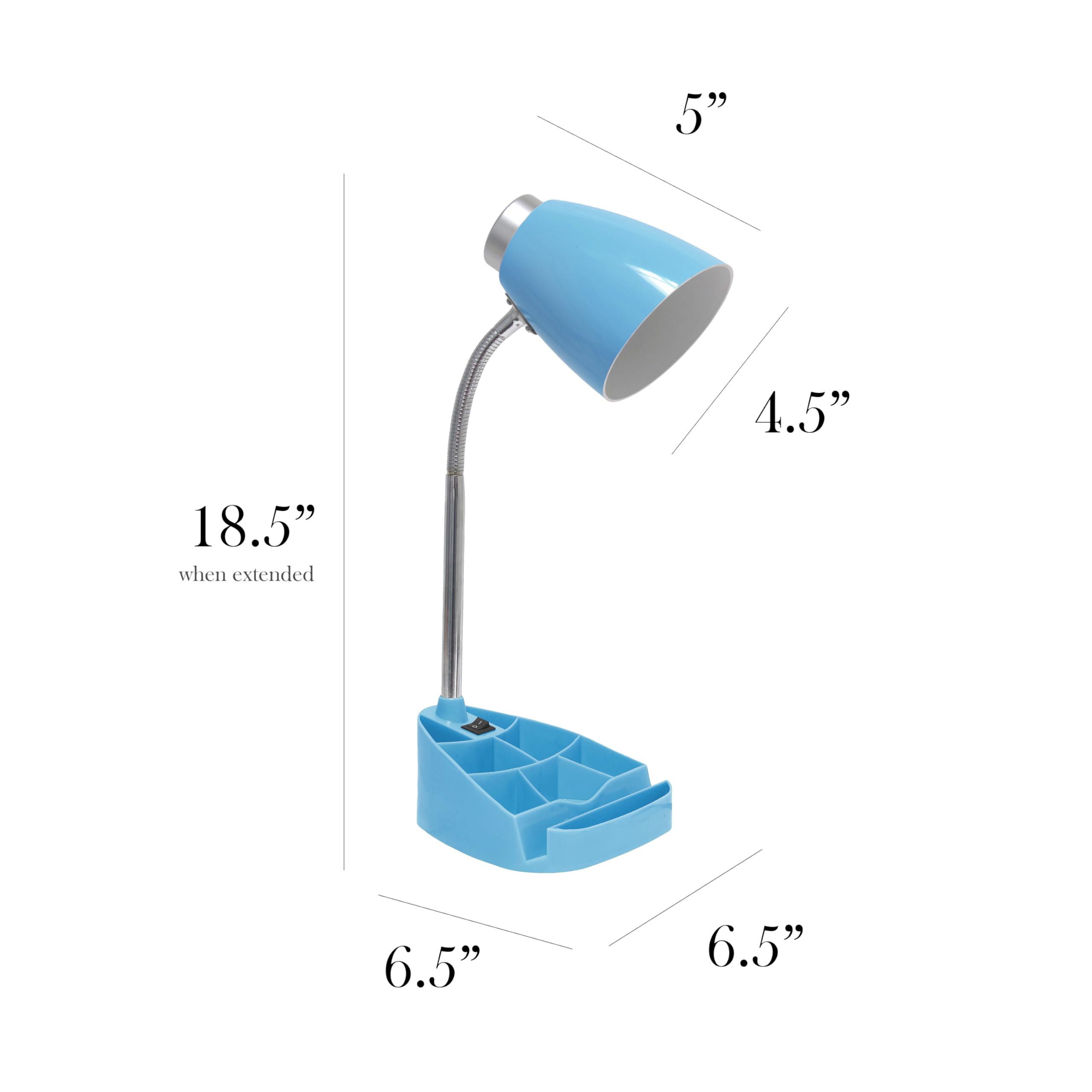 Simple Designs Ld1067-Blu Compartmental Desk Lamp With Iphone/Ipad/Tablet Stand, Bendable Gooseneck, For Office, Living Room, Ni