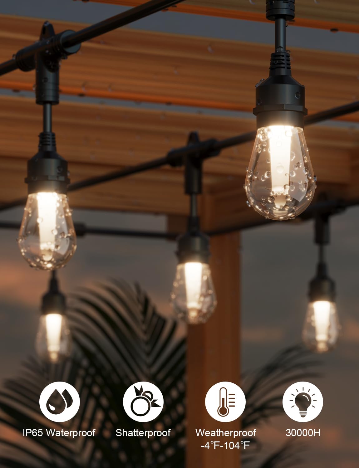 Xmcosy+ Smart Outdoor String Lights, 72.5Ft Patio Lights Waterproof, App Control, Compatible With Alexa, Rgbcwic Color Changing