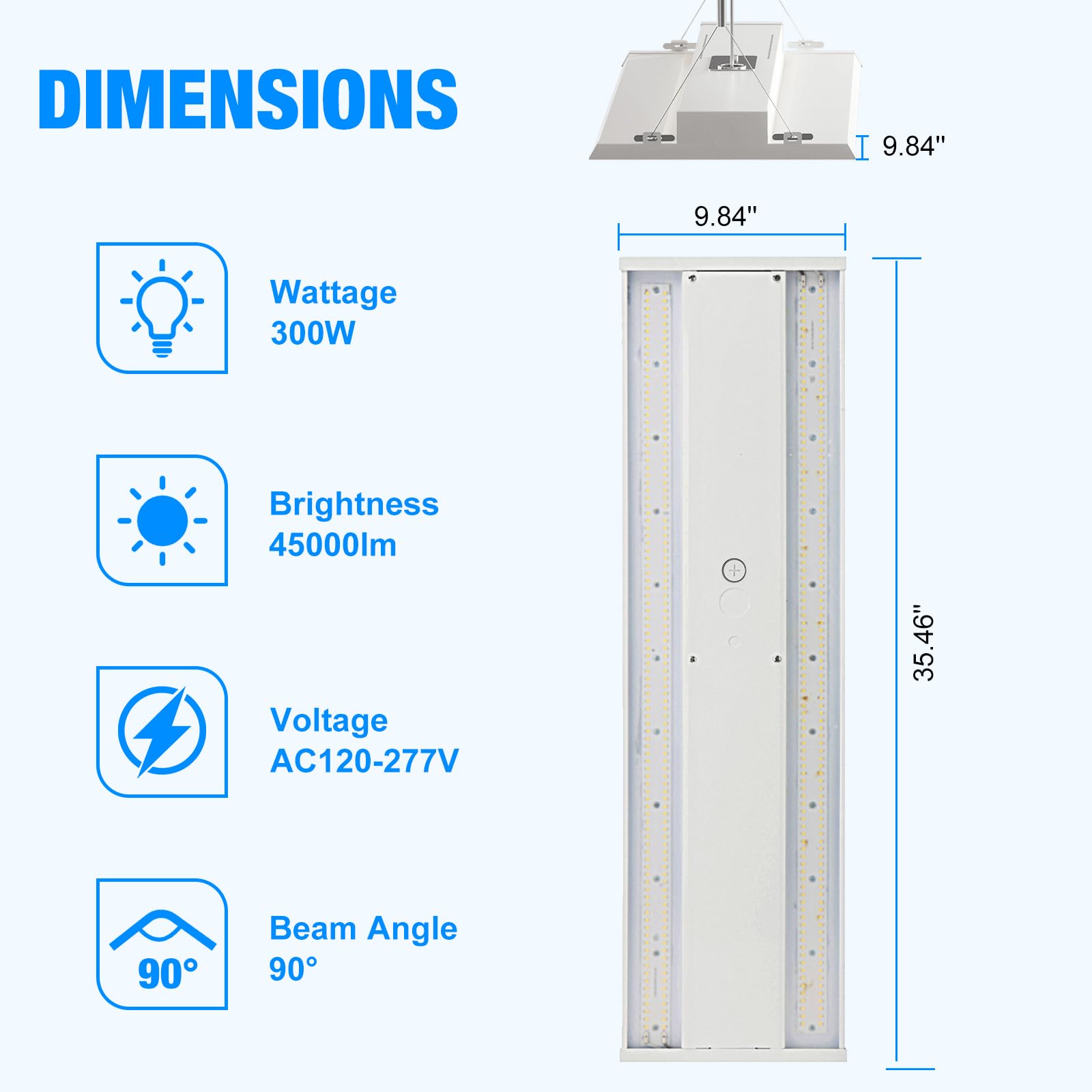 G Gjia 3Ft Led Linear High Bay Light, 300W Ul Listed, 45000Lm, 120-277V, 150Lm/W, Ideal For Shop, Garage, Warehouse, 1 Pack