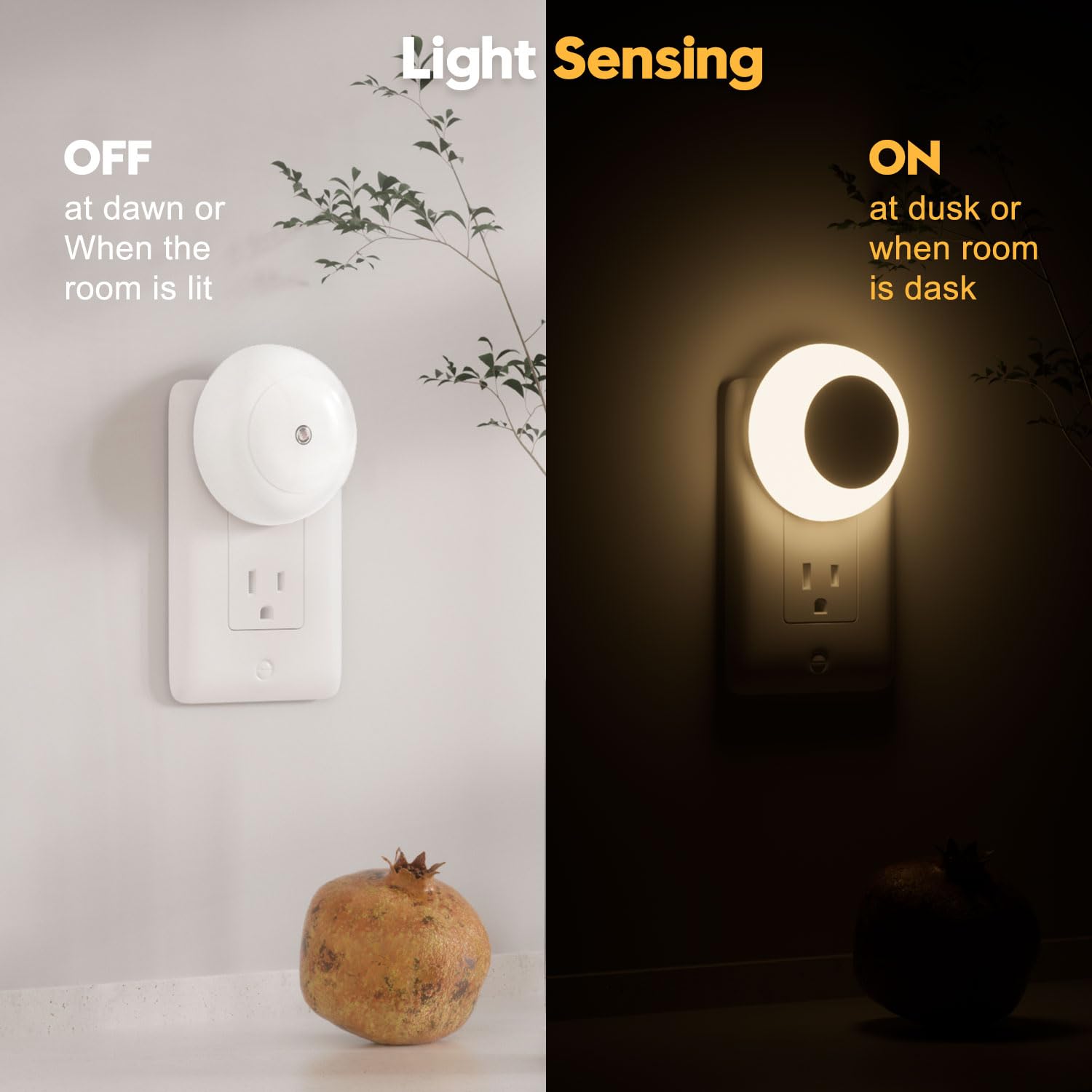 Fesnne Night Light, Night Lights Plug Into Wall, Dusk To Dawn Sensor Warm White Led Night Light 0.5W, 2 Pack Nightlight For Adults, Bedroom, Bathroom, Hallway, Kitchen