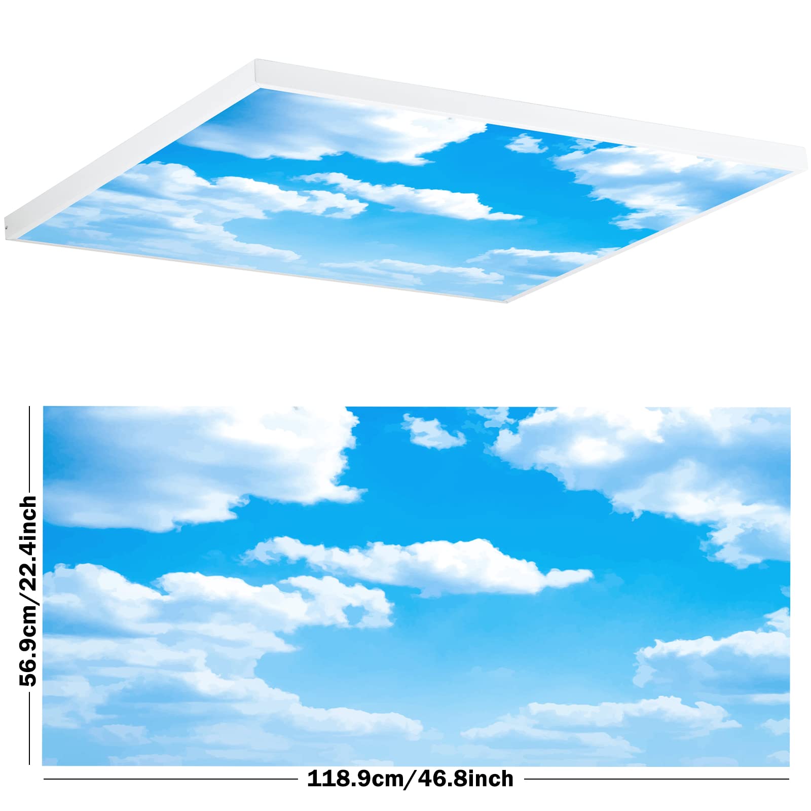 Amylove 2 Pcs Fluorescent Light Covers 2X4 Feet Light Filter Ceiling Light Cover Light Diffuser Florescent Light Plastic Light Diffuser Panels For Classroom School Office Kitchen Home Decor (Cloud)