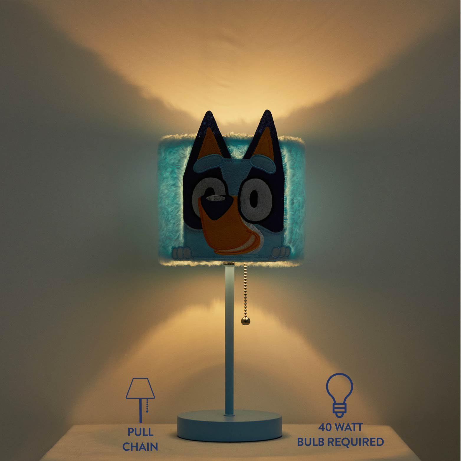 Idea Nuova Bluey Figural Table Lamp - Kids Night Light With Plush Shade, Cute Character Decor For Playrooms & Reading Nooks, Model Nk504025