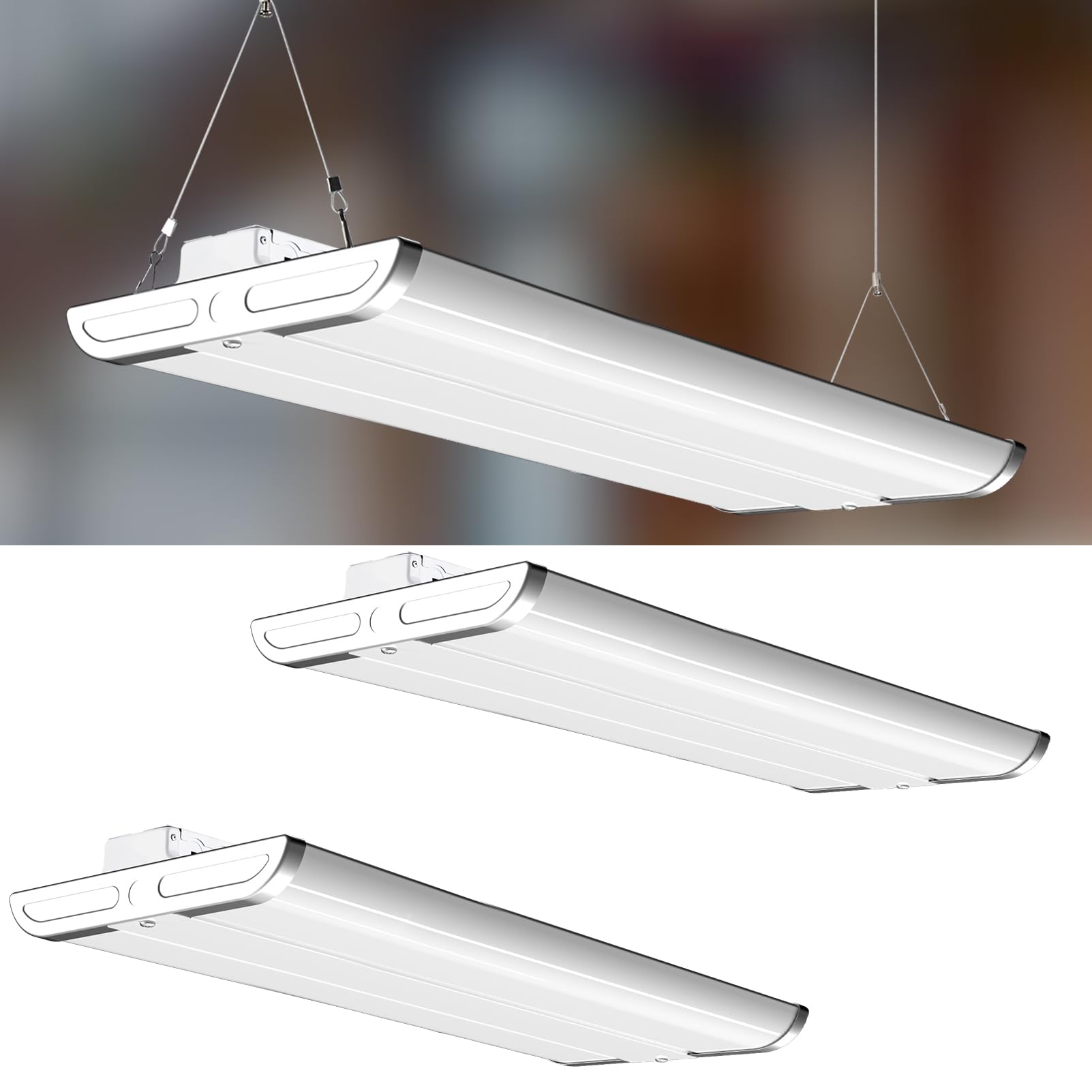 Lightdot 4FT LED High Bay Shop Lights, 265W, 37100LM, 5000K, ETL Listed, 2Pack, Alloy Steel, Model HB-M07-F