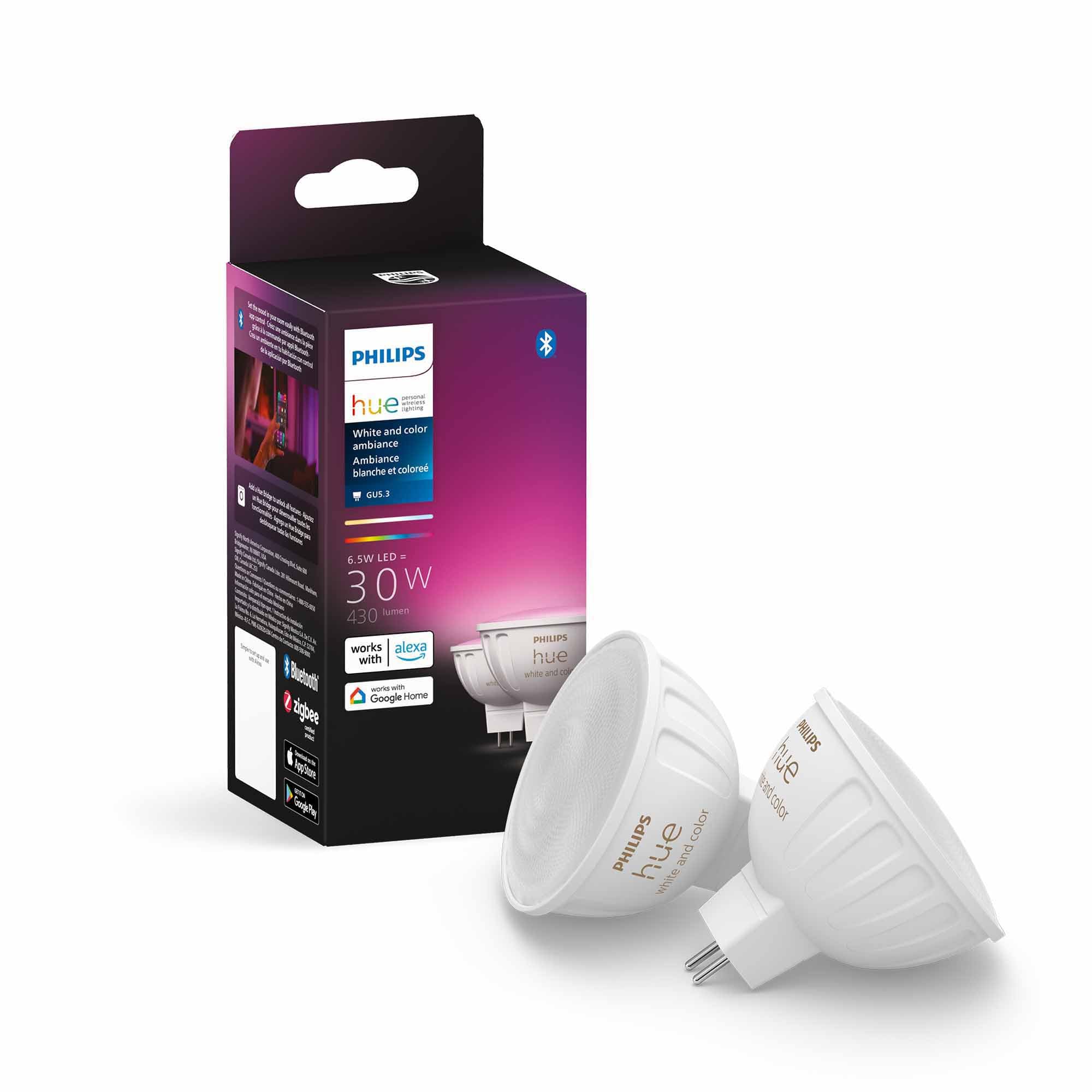 Philips Hue Mr16 Smart Led Bulb White And Color Ambiance (2 Pack)
