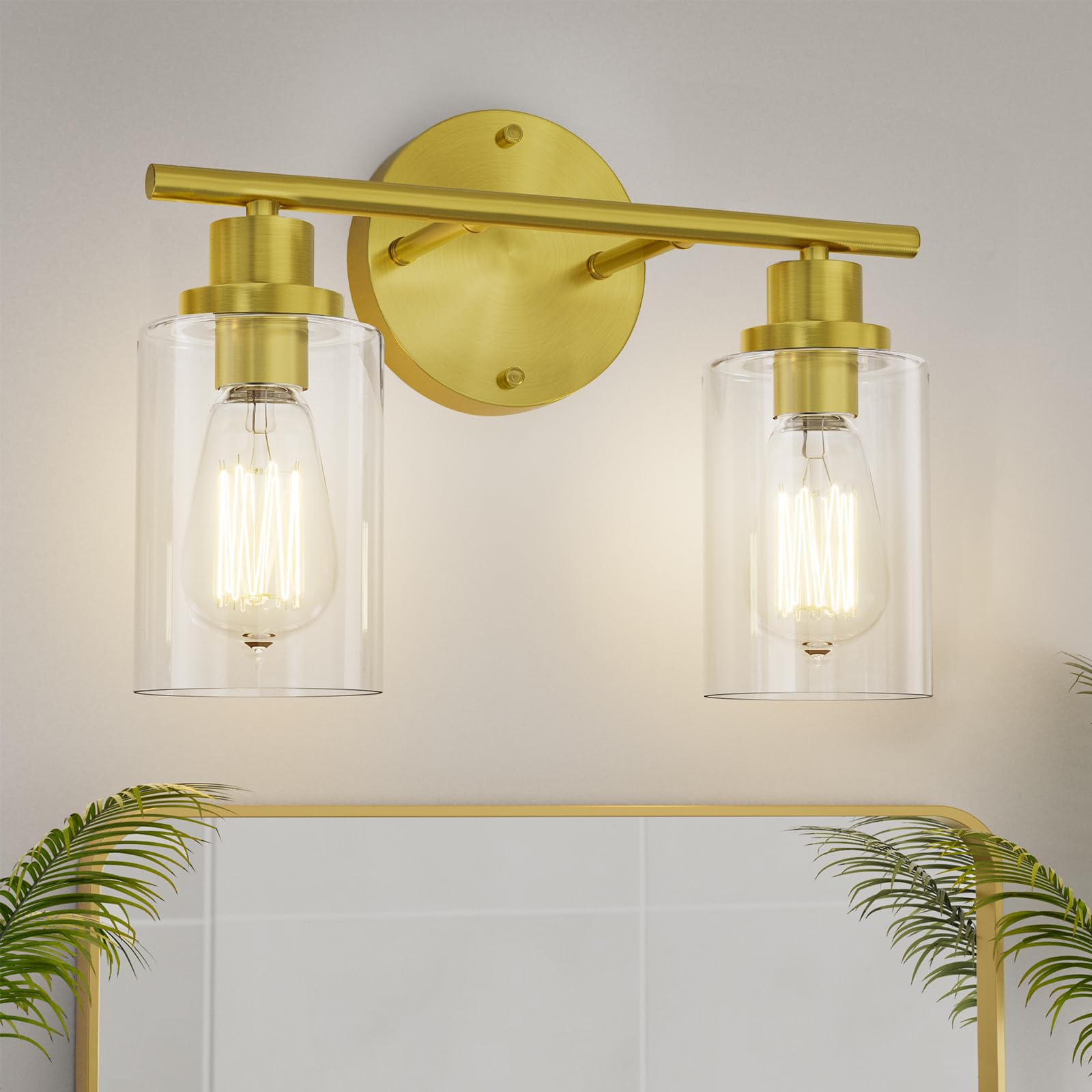 GORDNWE Bathroom Vanity Light Fixtures 2-Light Brushed Gold Metal J0019